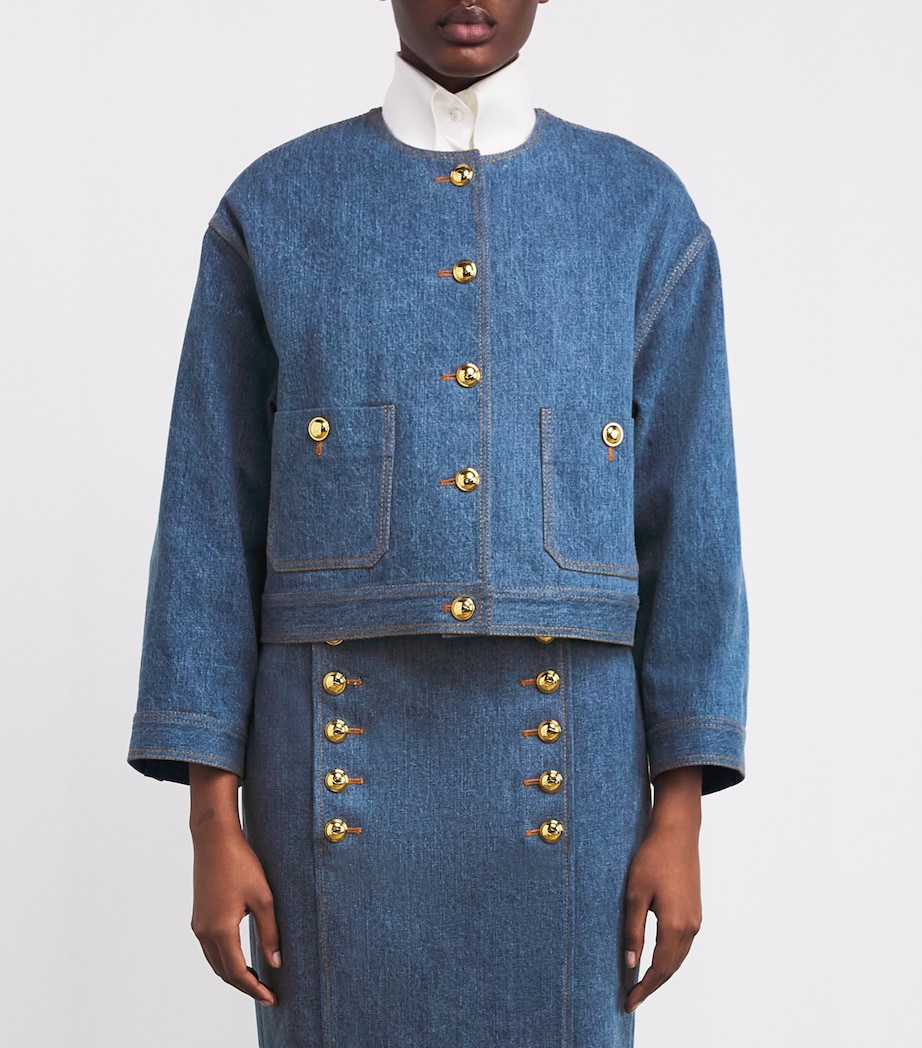 Cropped Nessy Denim Jacket STONE WASH Image 3