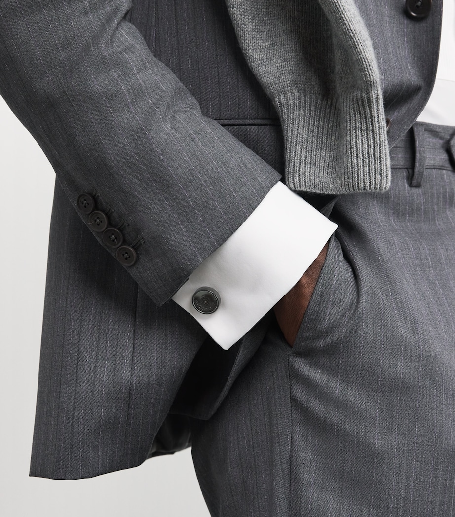 Black Diamond Rotating Cufflinks SILVER Image 5