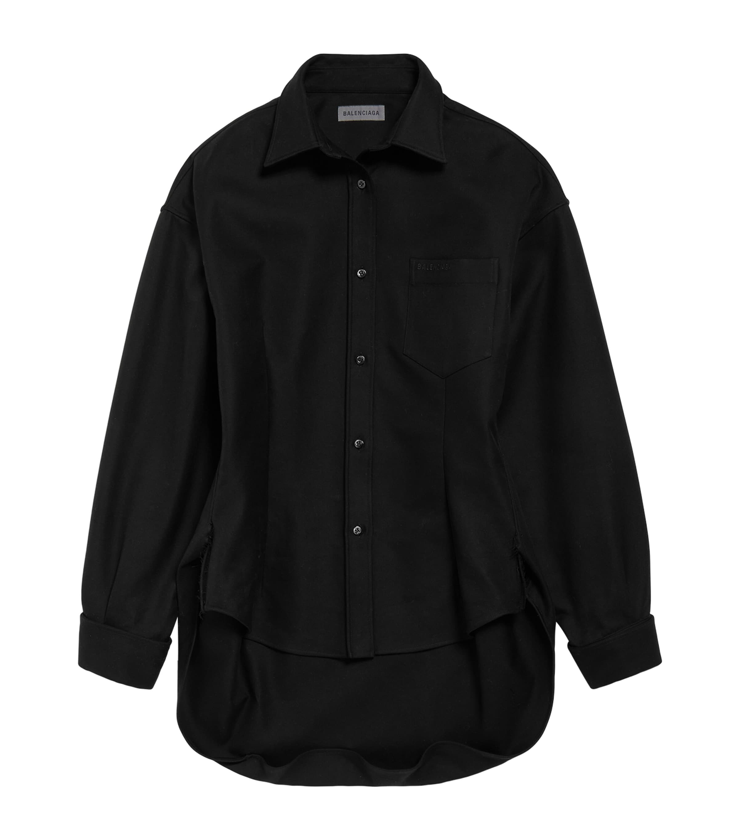 Balenciaga Cotton Elongated Hem Shirt In Black