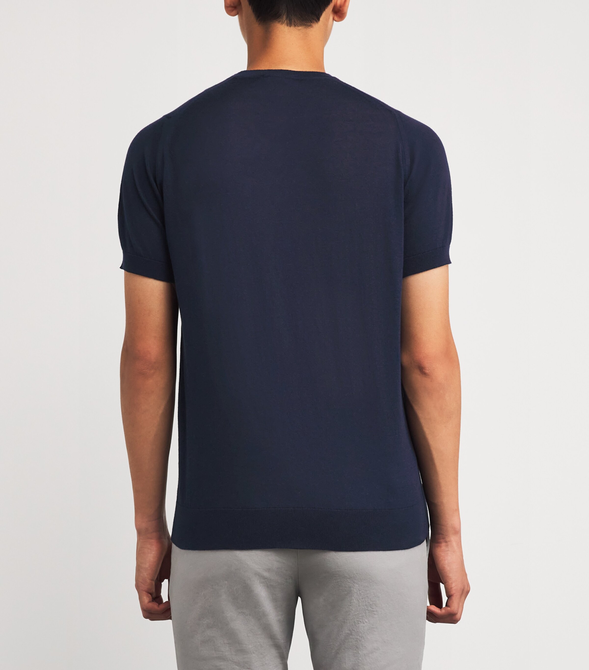 John Smedley Mens Cotton-Cashmere Coulter T-Shirt Eclipse Image 4