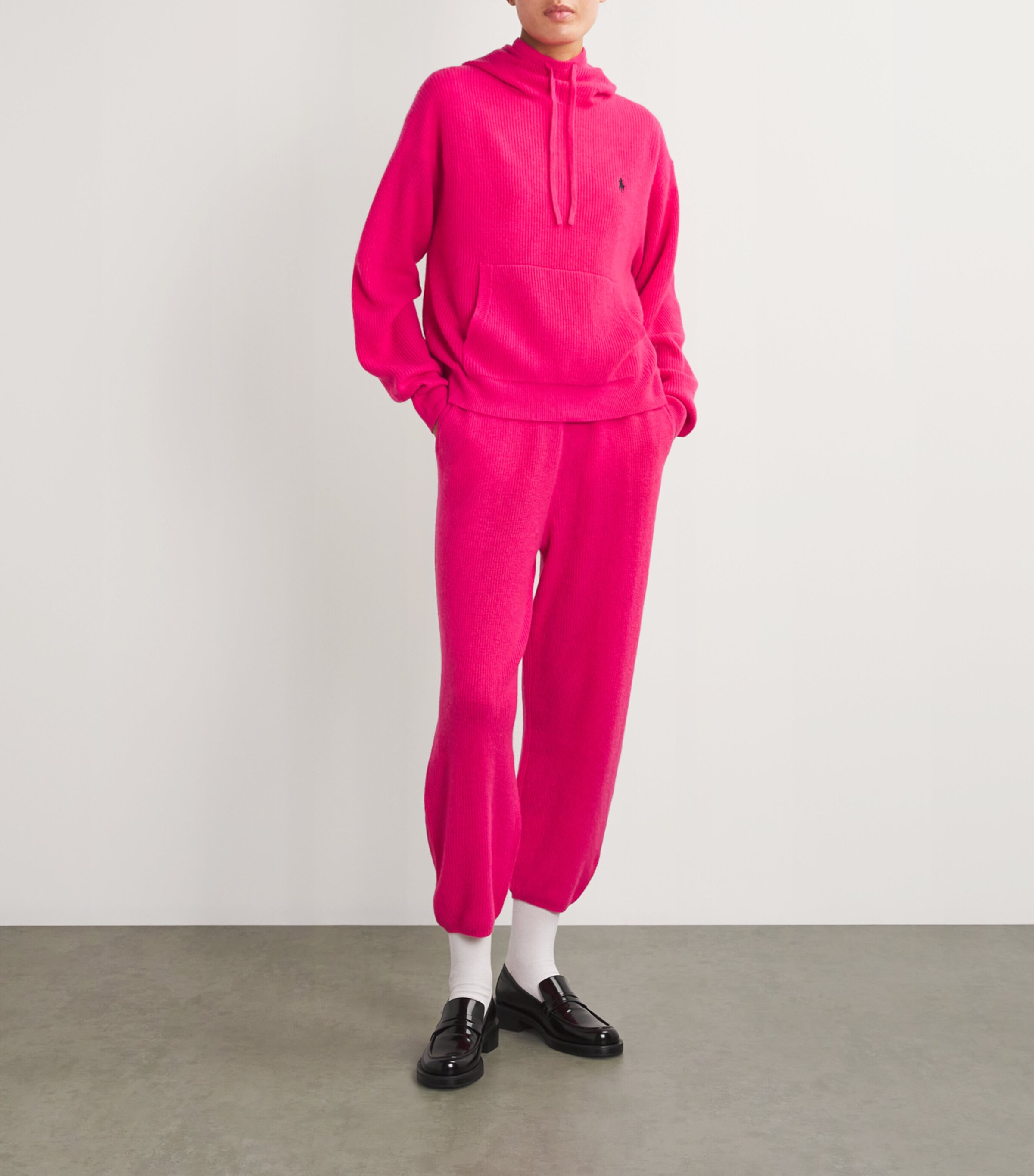 Polo Ralph Lauren Womens Washable Cashmere Pink Pony Hoodie Wild Raspberry Image 2