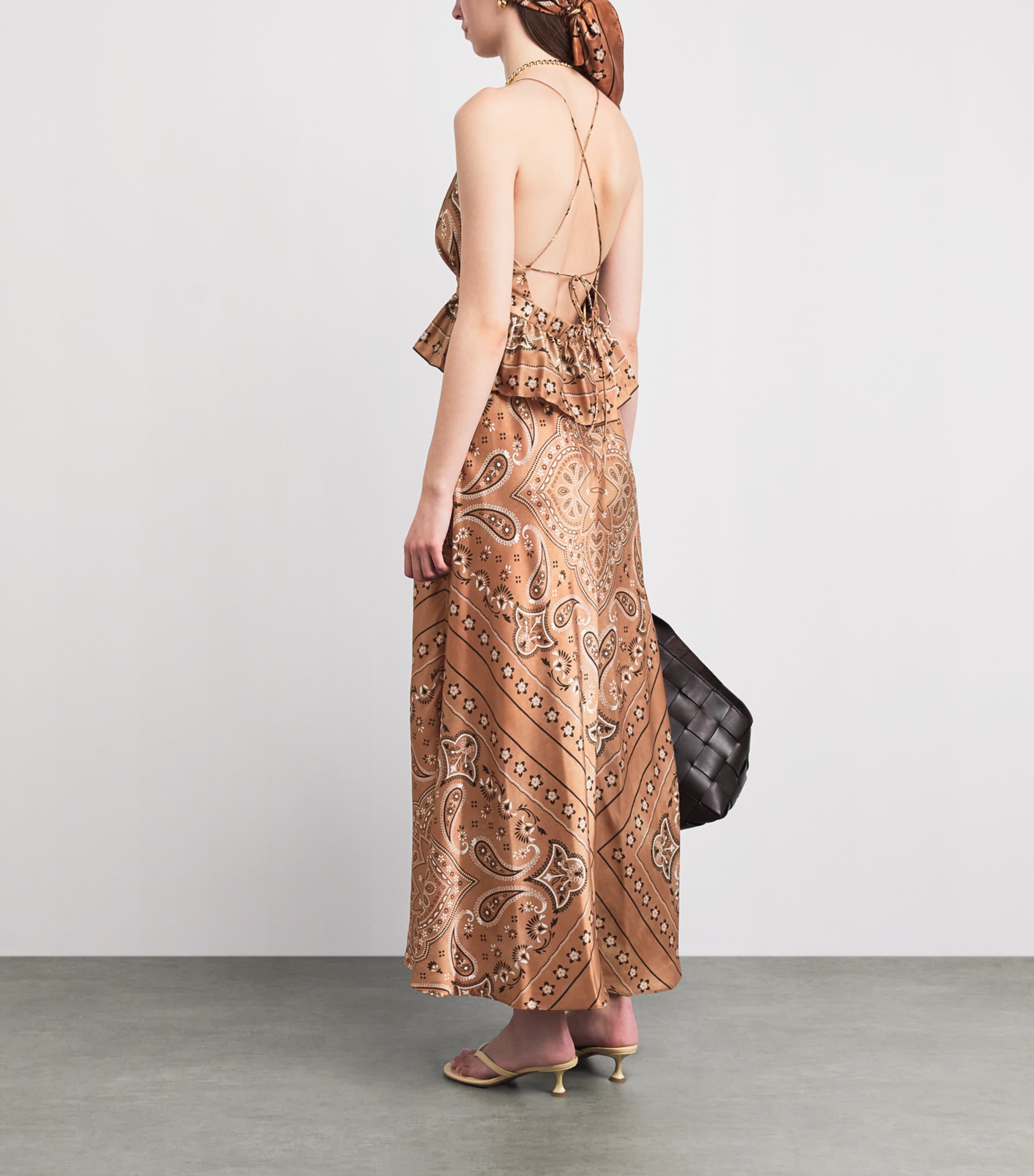 Sandro Paris Womens Bandana Print Maxi Dress Brown / Black Image 4