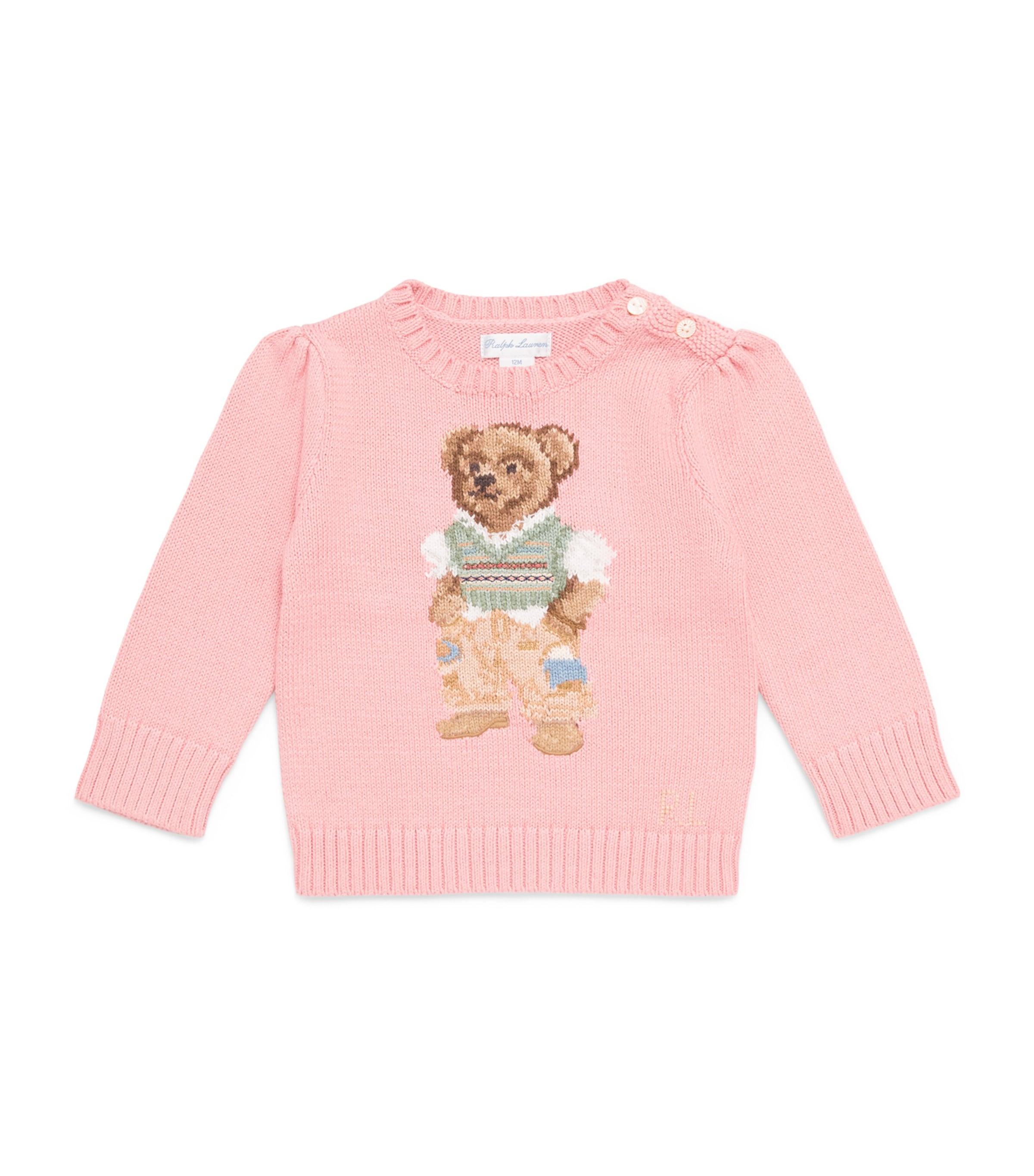 Ralph Lauren Kids Polo Bear Sweater (3-24 Months) Adirondack Rose Image 1