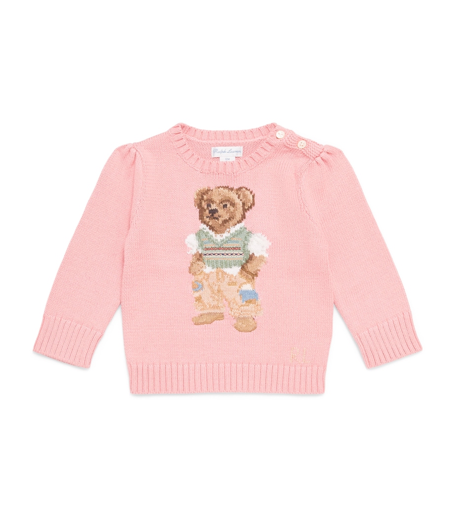 Ralph Lauren Kids Polo Bear Sweater (3-24 Months) Adirondack Rose Image 1