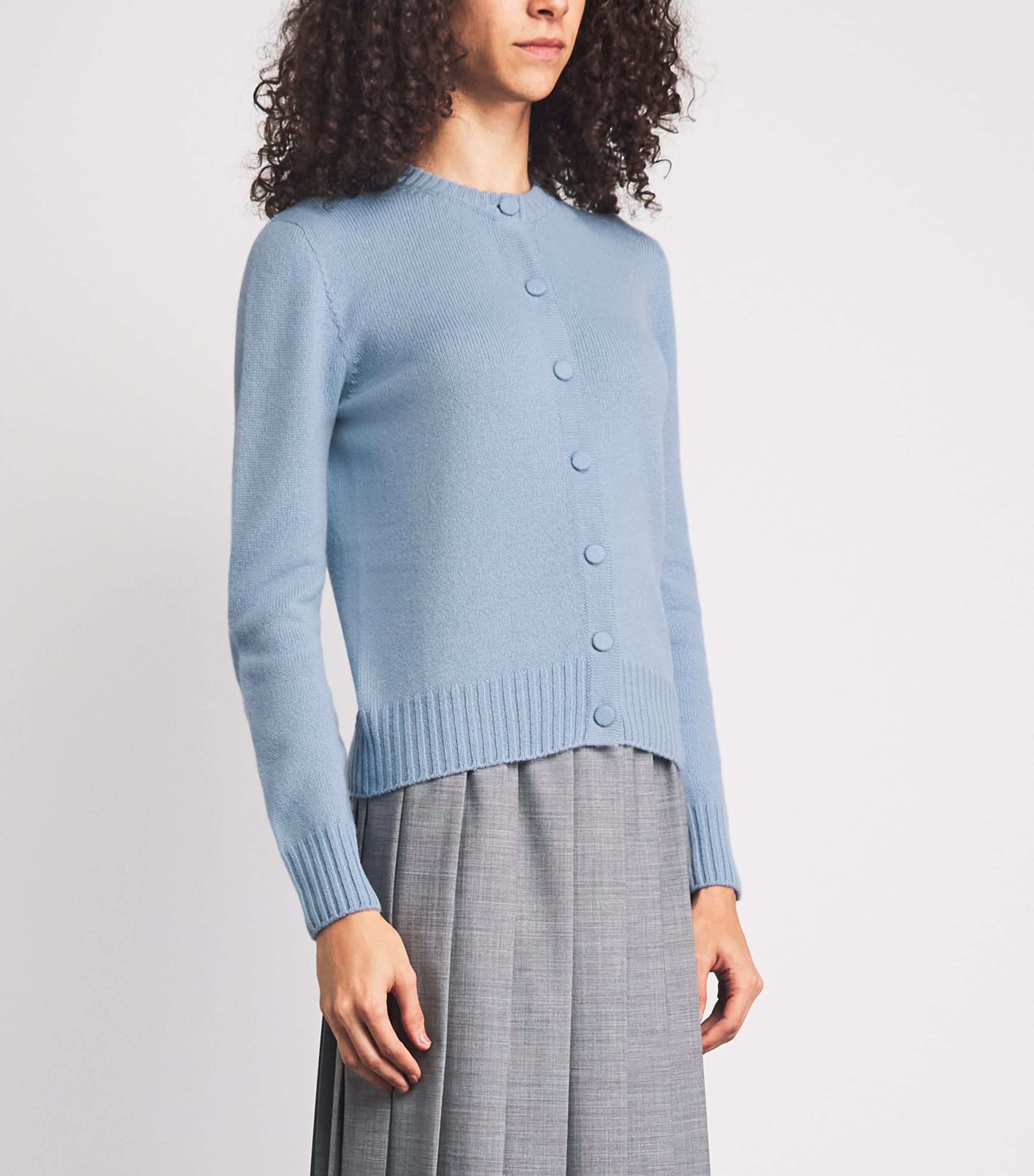 Agnona Womens Cashmere Lipstick Cardigan Bl Drk Pwdr Image 4