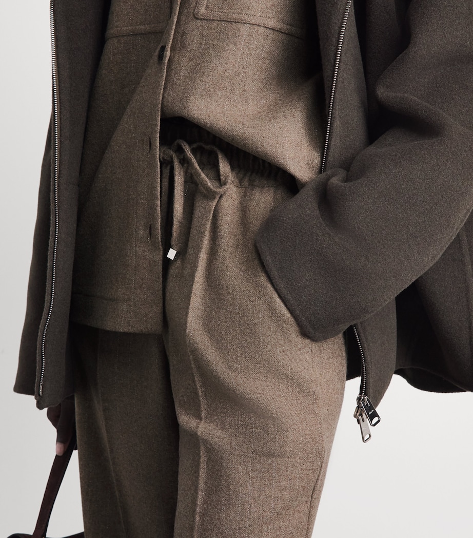Kiton Womens Virgin Wool-Cashmere Straight Trousers Light Brown Stripe Image 3