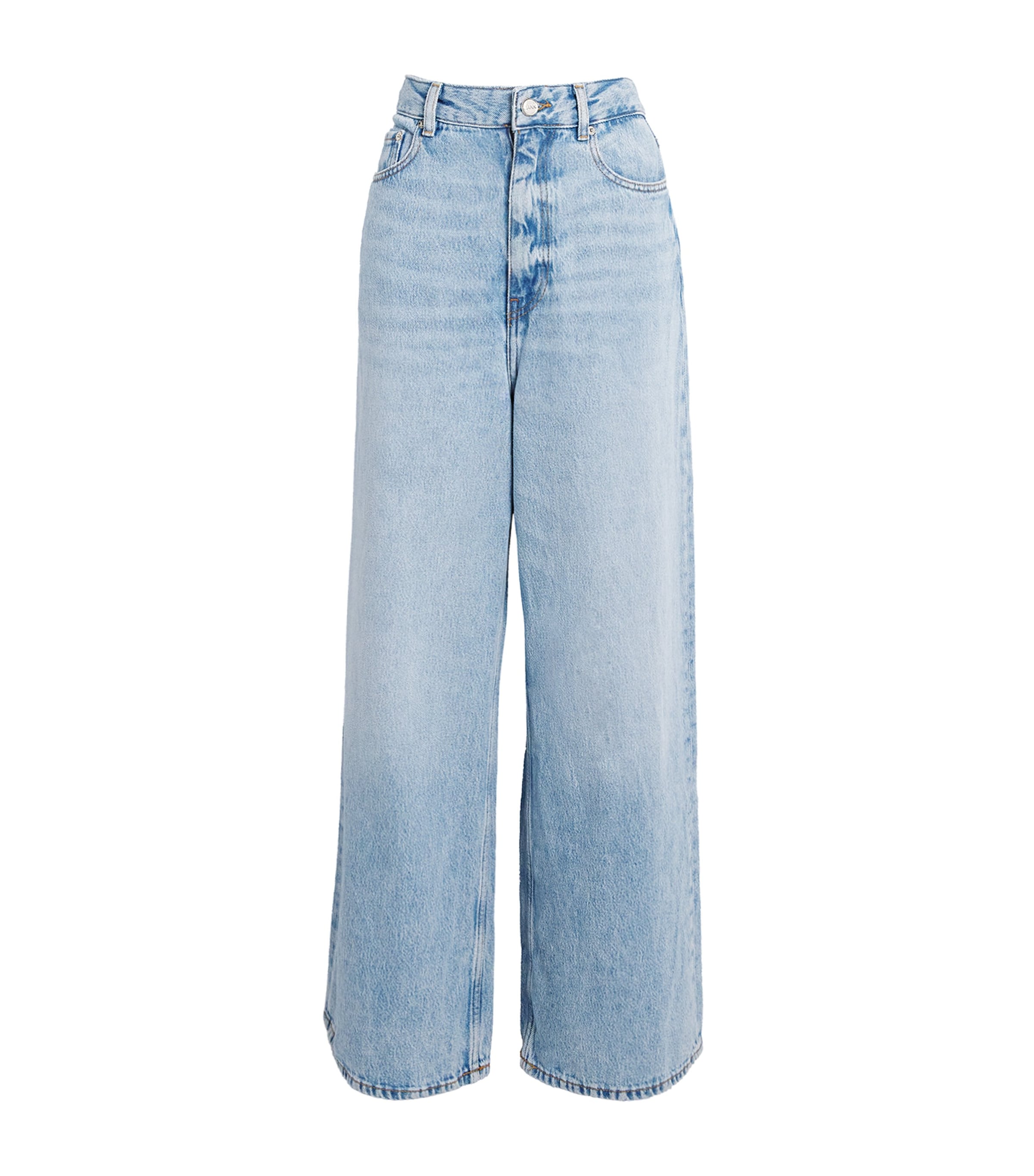 Ganni Soft Rigid Denim Baggy Jeans In Blue