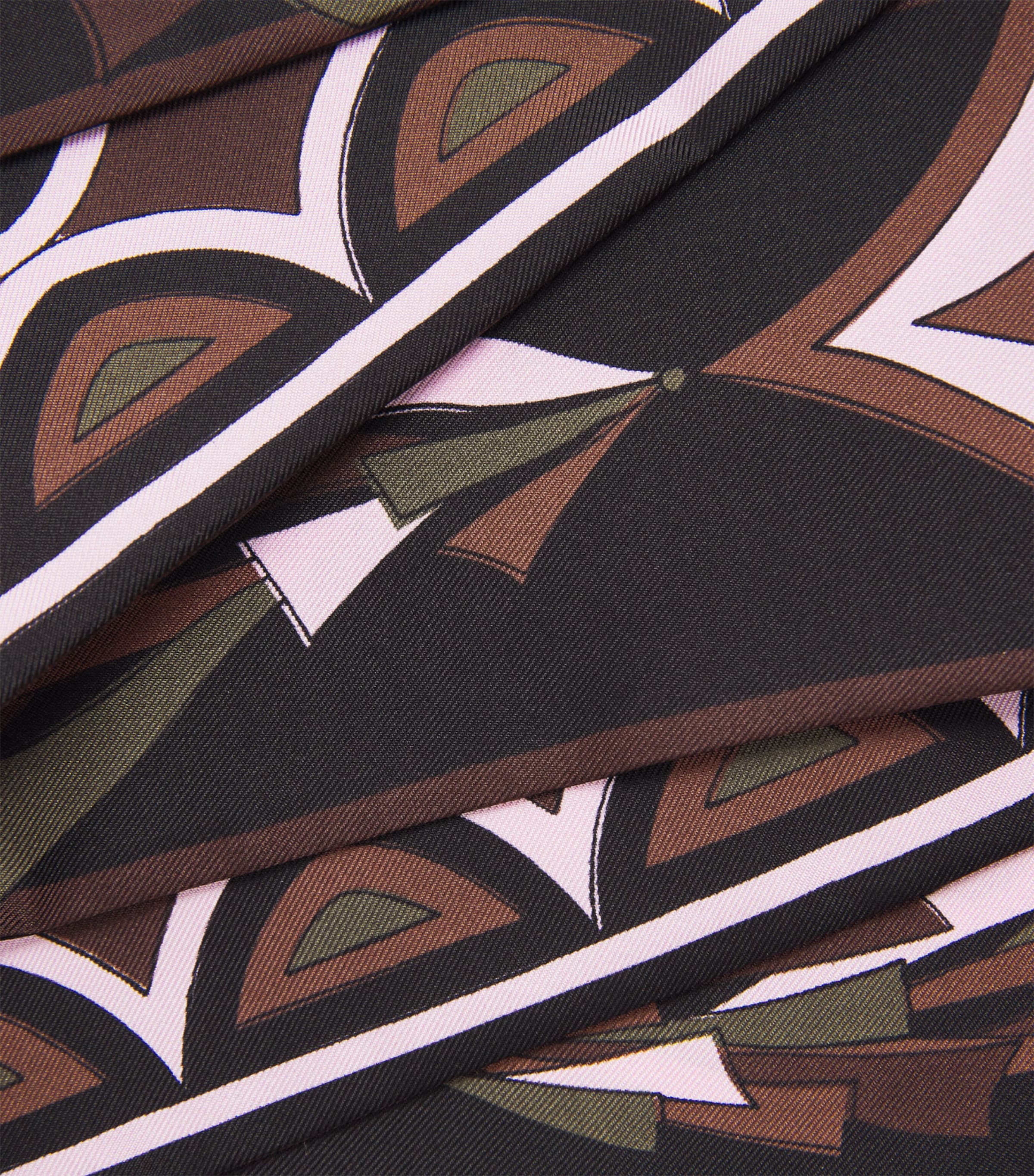 PUCCI Silk Mixed Print Twill Scarf Khaki Pink Image 4