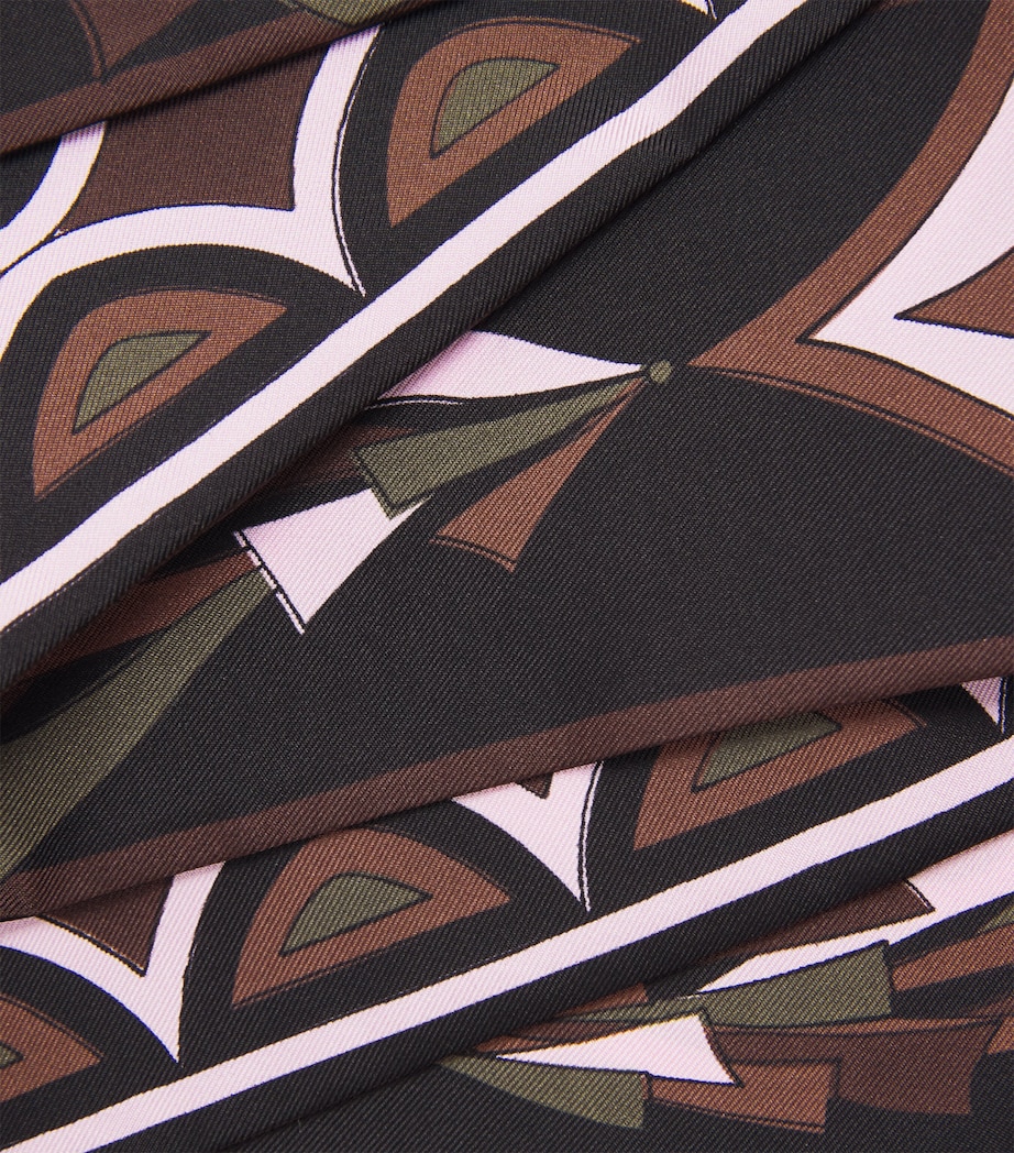 PUCCI Silk Mixed Print Twill Scarf Khaki Pink Image 4