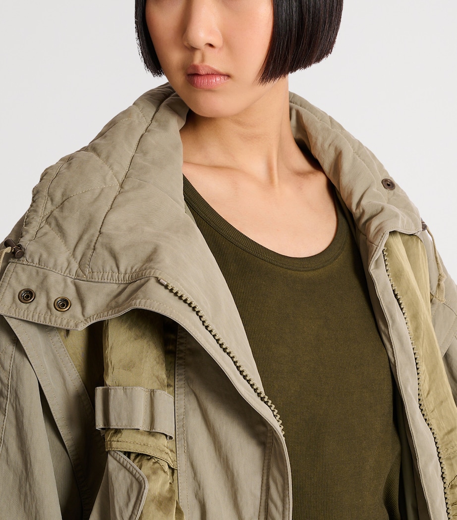 Balmain Womens Cotton-Blend Twill Bomber Jacket Vert Pale Image 5