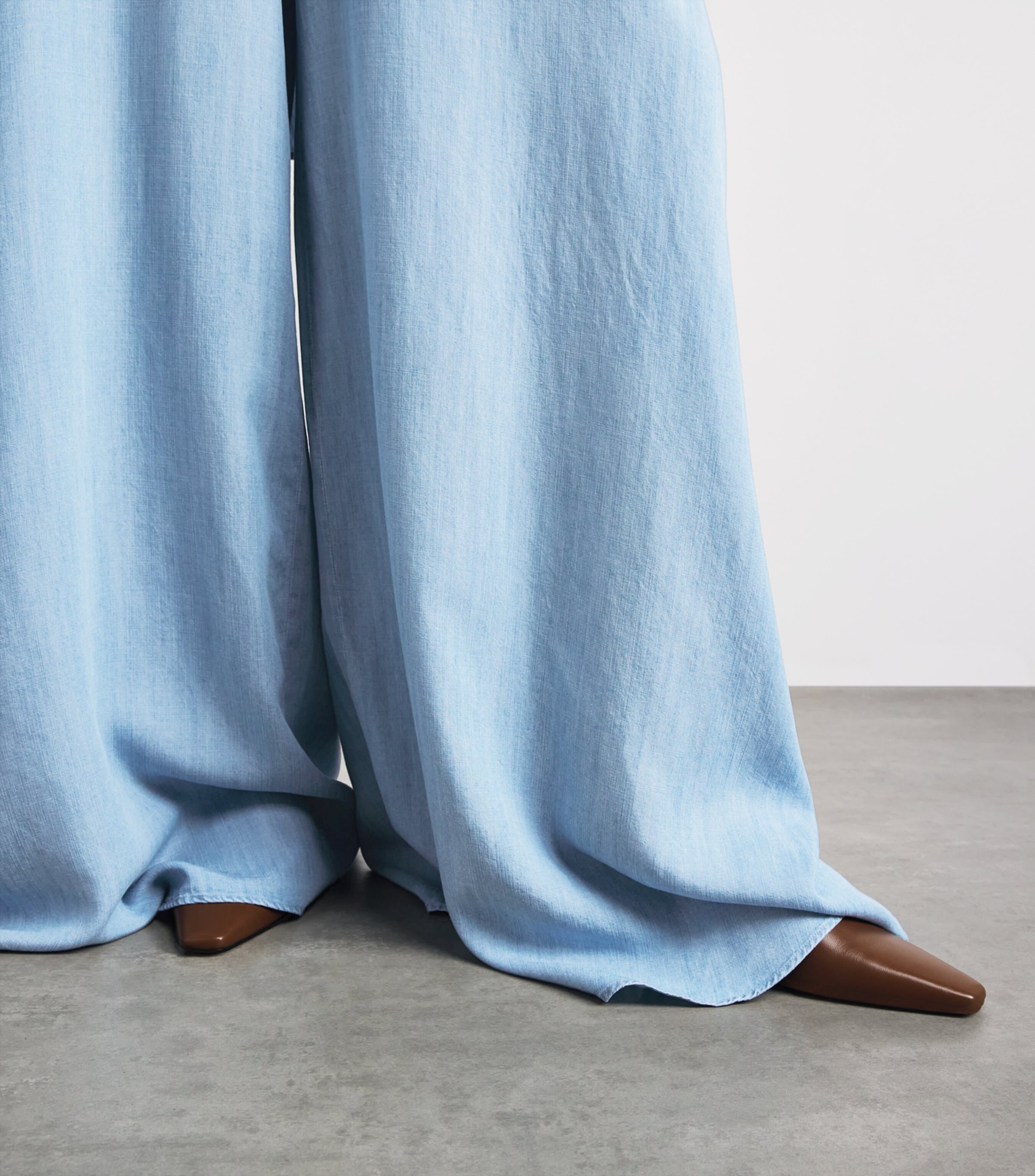 Palmer//Harding Womens Wide-Leg Clarity Trousers Blu Blue Chmbry Tncl Image 3