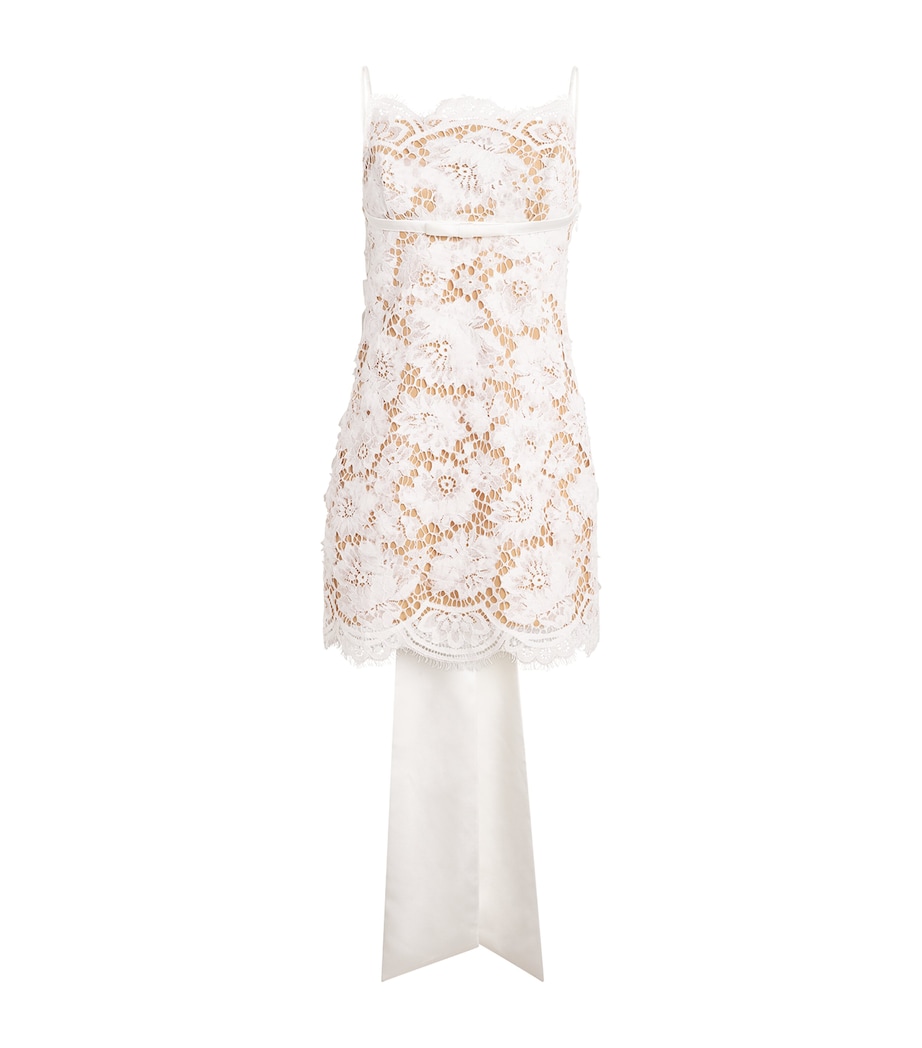 Lace Bow-Detail Mini Dress WHITE Image 1