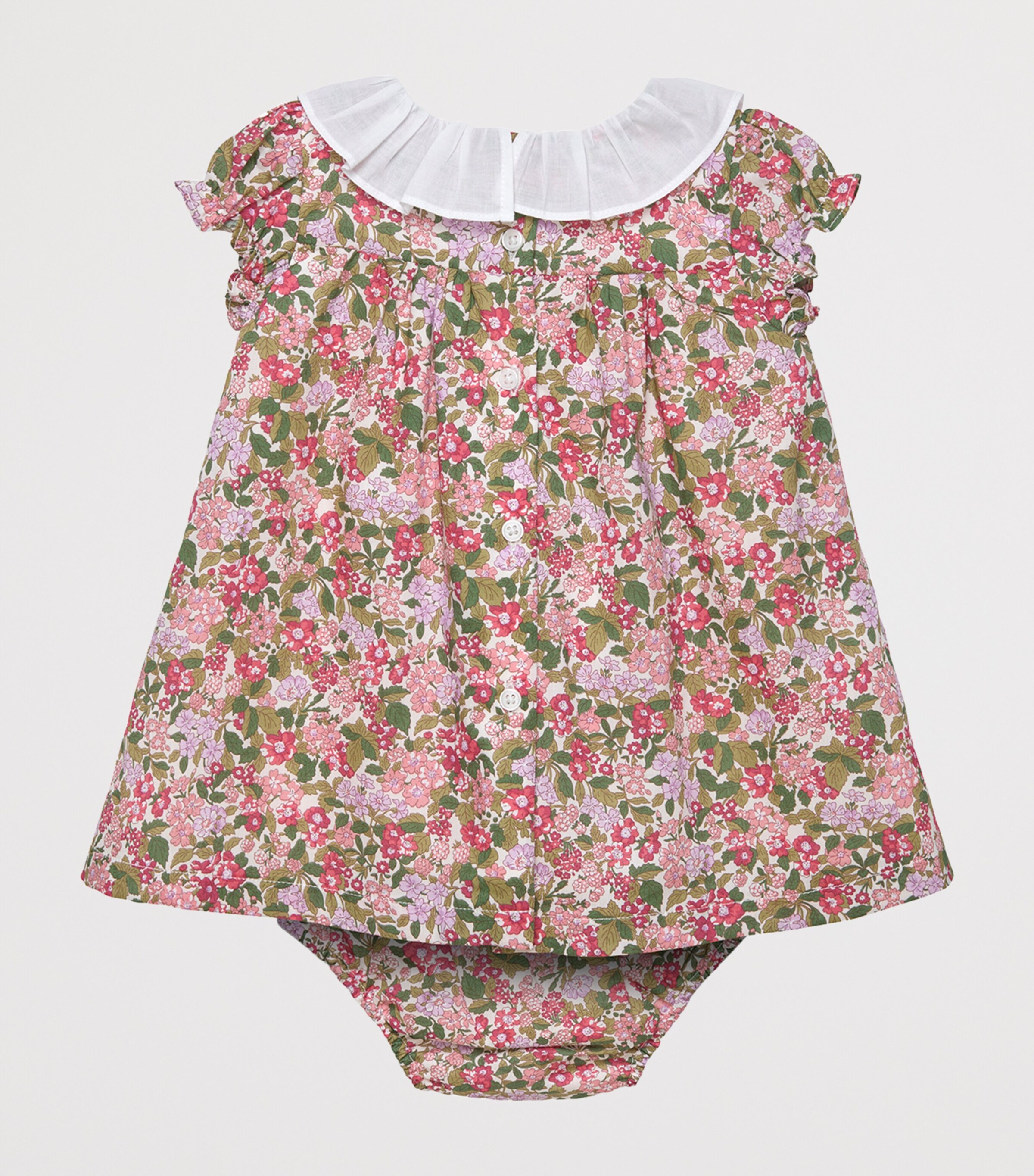 Trotters Red Cotton Liberty Print Dress and Bloomers Set (0-9