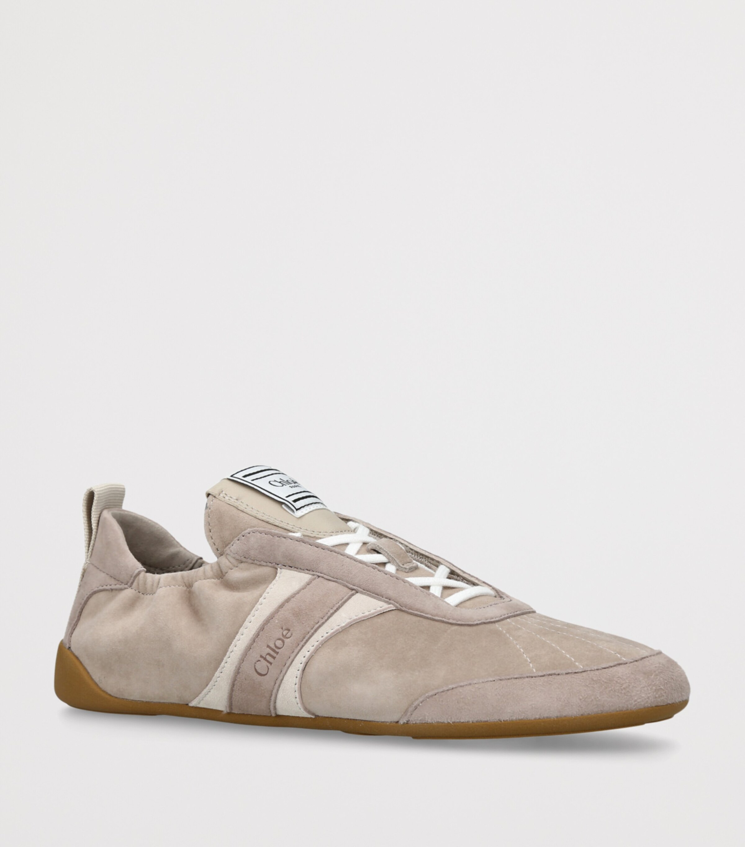 Chloé Leather Kick Sneakers Taupe Comb Image 3