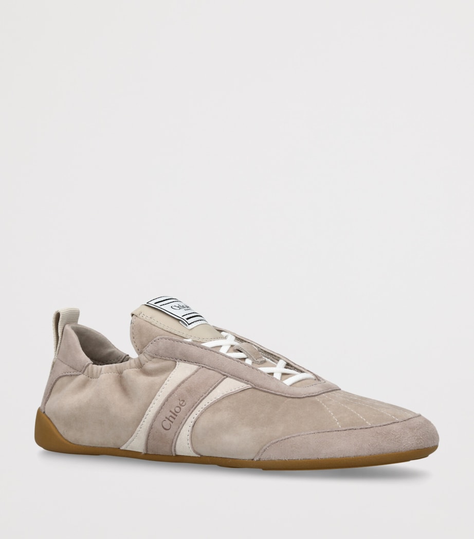 Chloé Leather Kick Sneakers Taupe Comb Image 3
