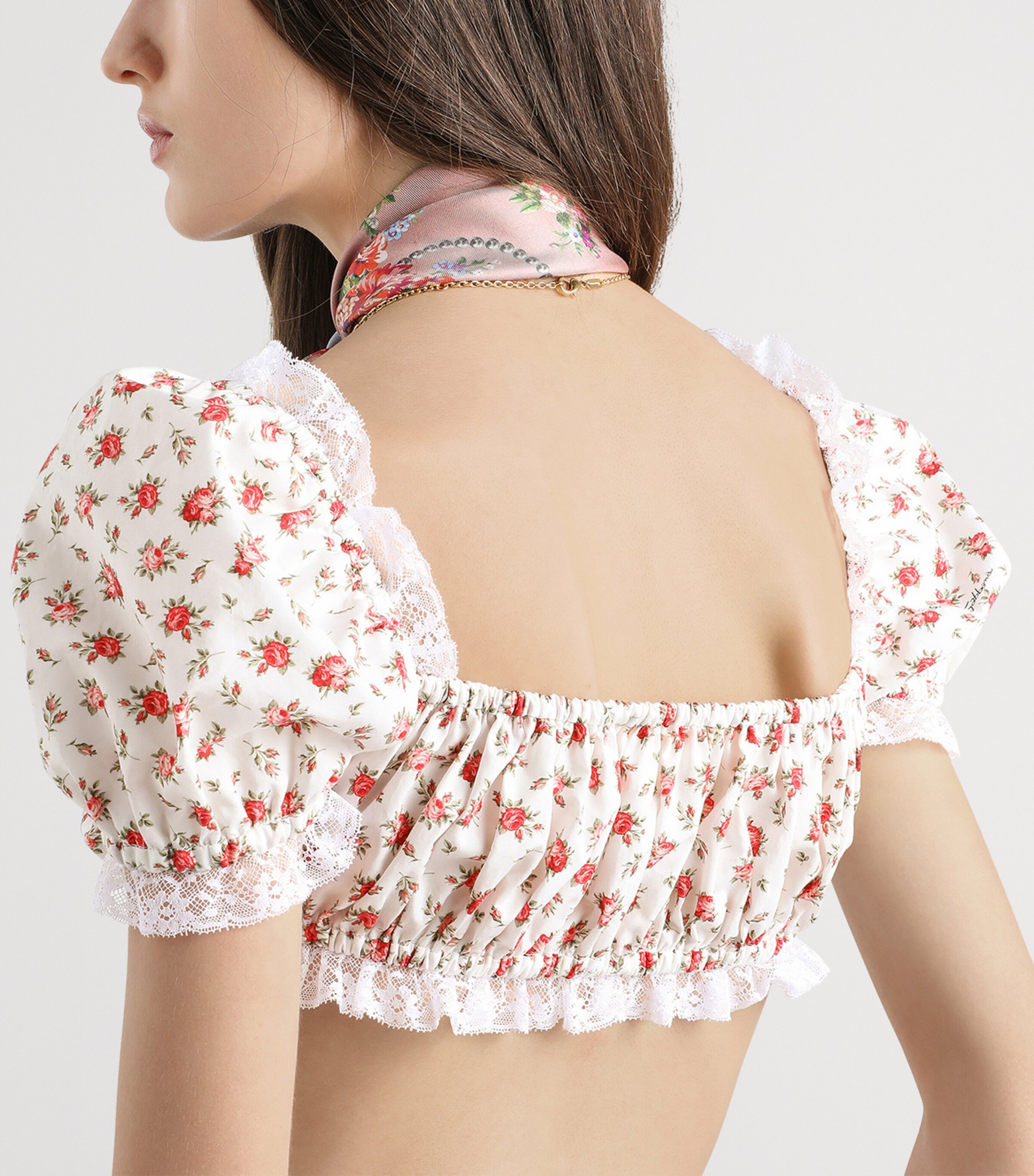 Dolce&Gabbana Womens Cotton-Blend Floral Crop Top Rose Image 5
