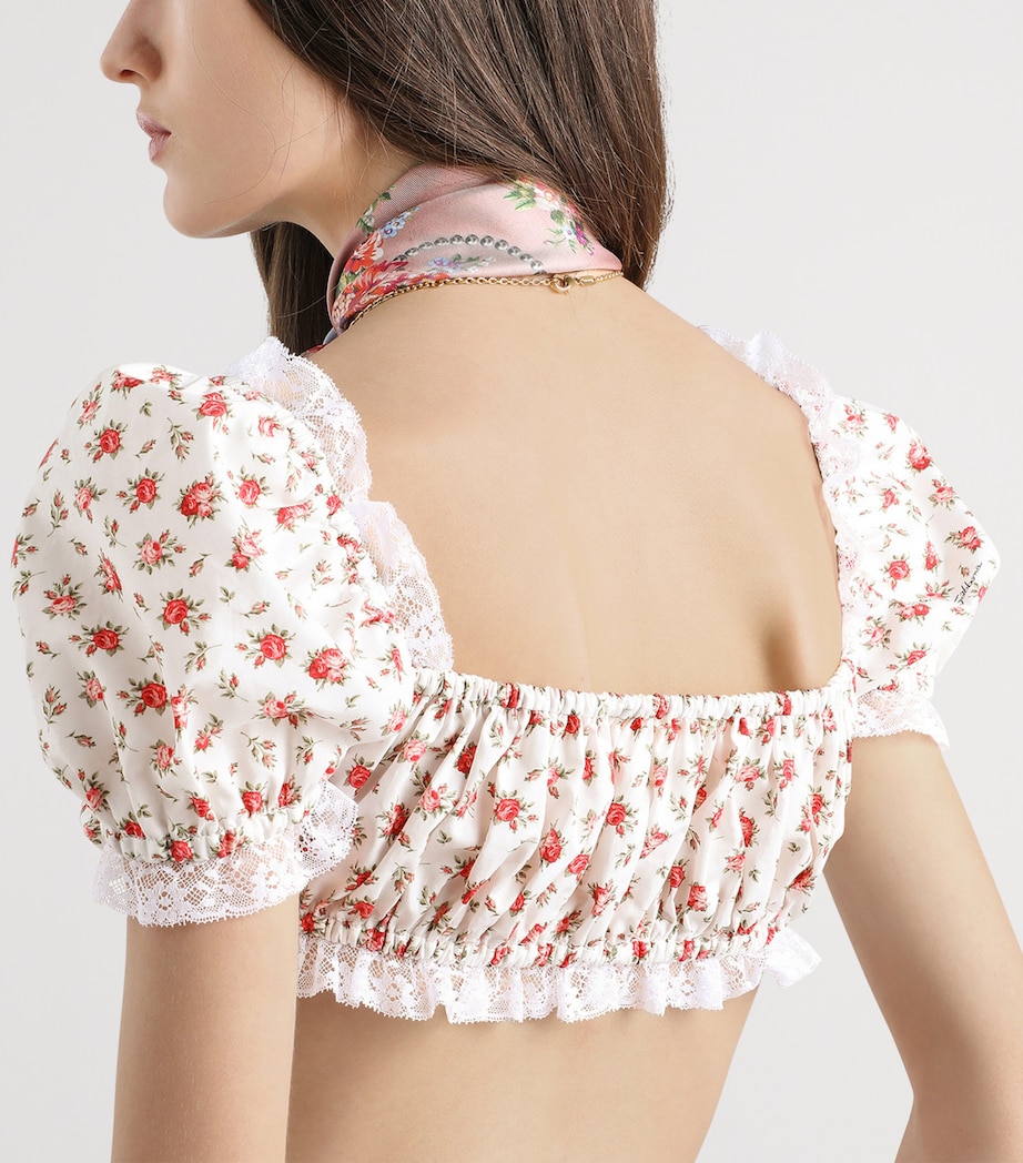 Dolce&Gabbana Womens Cotton-Blend Floral Crop Top Rose Image 5