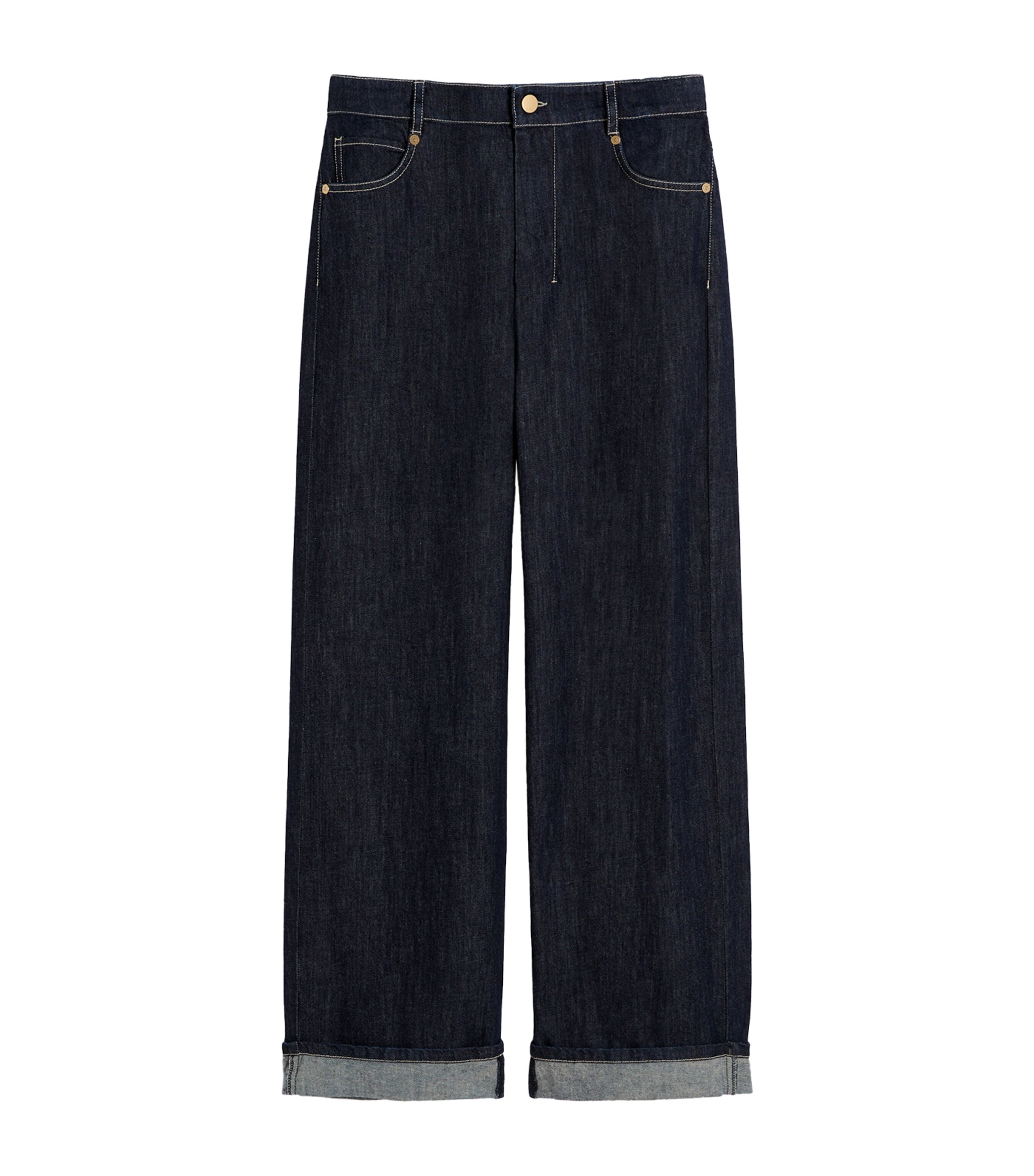 Turn-Up-Hem Wide-Leg Jeans