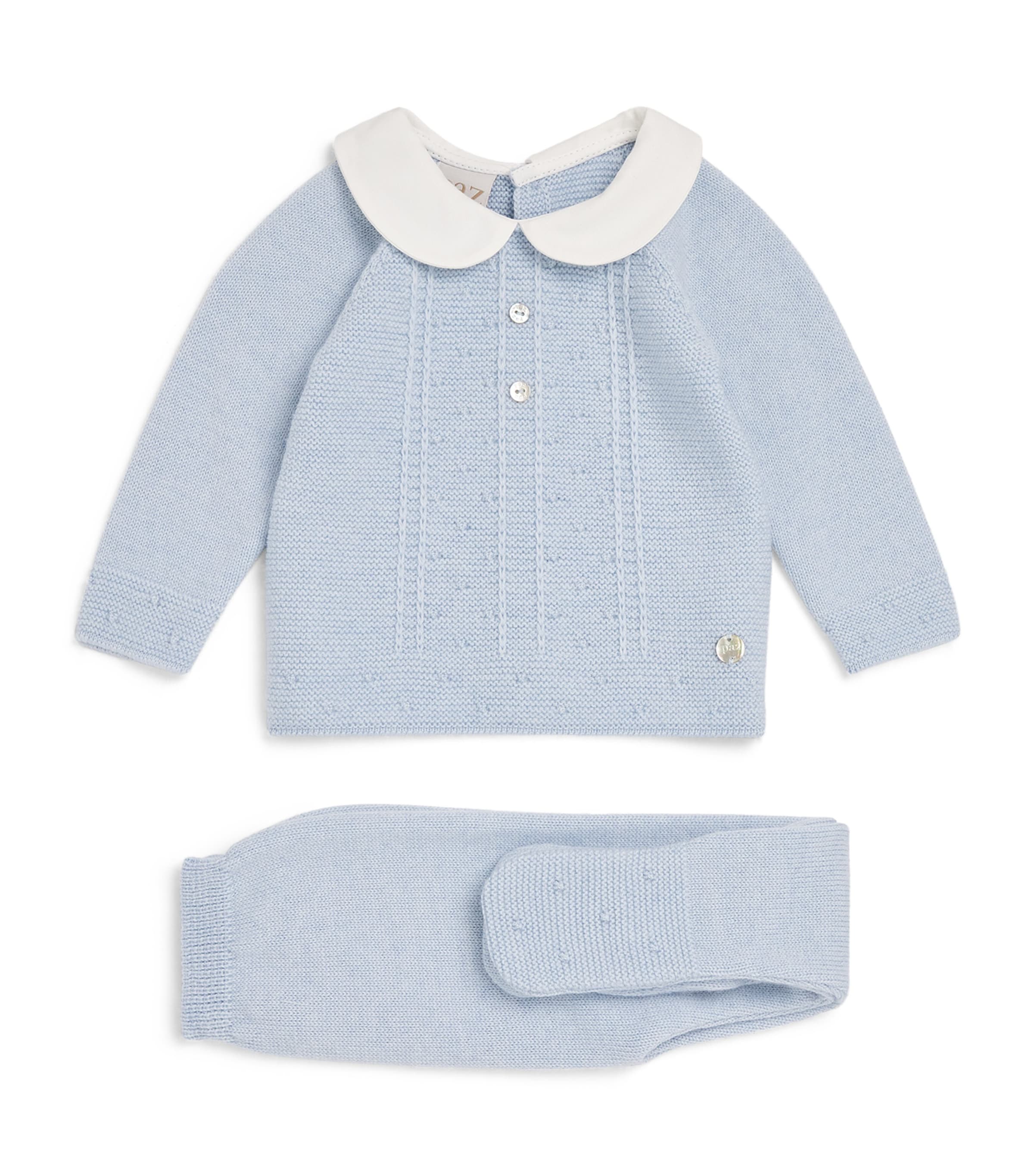 Paz Rodriguez Knitted Top And Leggings Set In Blue