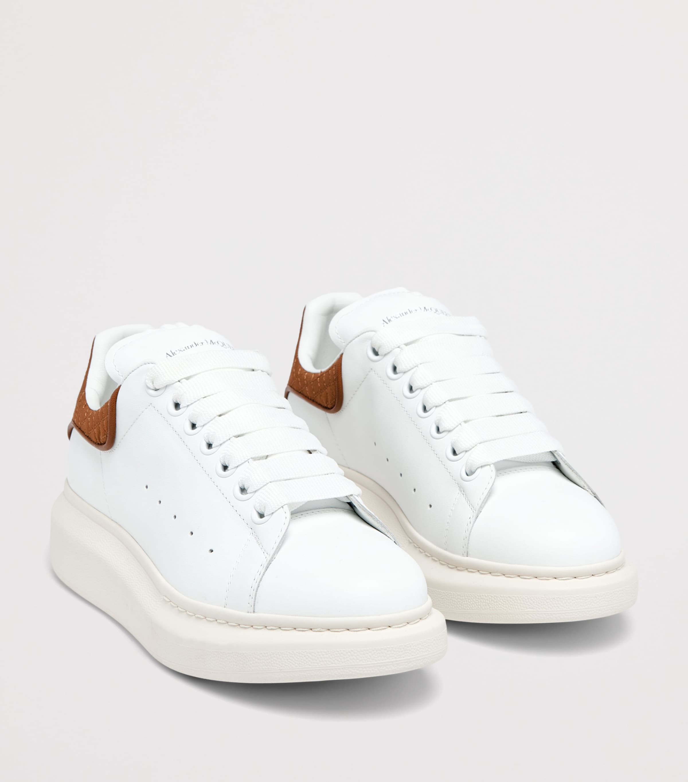 McQueen Leather Suede-Trim Oversized Sneakers Image 2