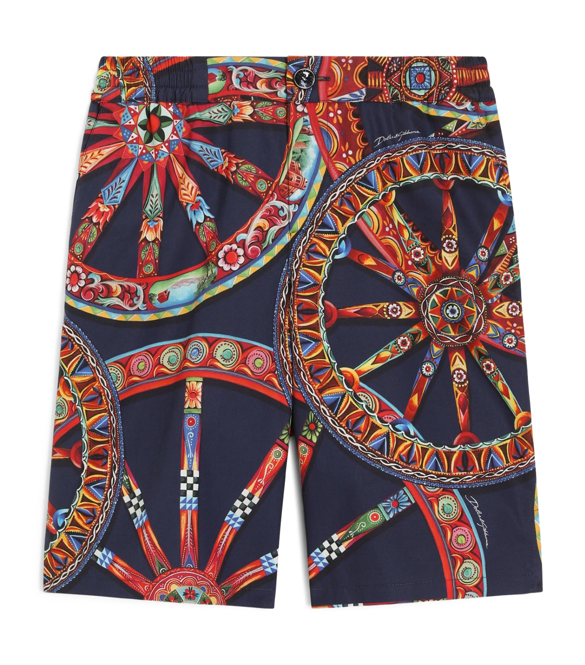 Dolce&Gabbana Kids Cotton Carretto Bermuda Shorts (8-14 Years) Ruote Carretto Image 1