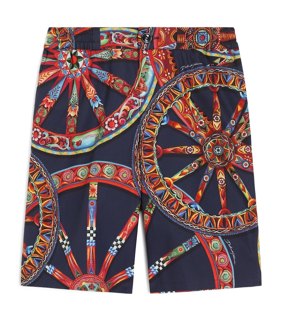 Dolce&Gabbana Kids Cotton Carretto Bermuda Shorts (8-14 Years) Ruote Carretto Image 1