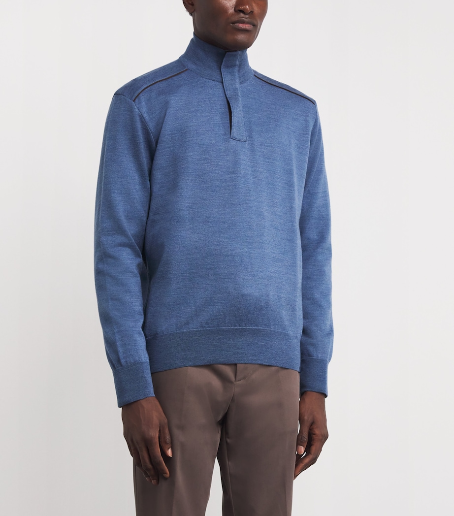 Virgin Wool Quarter-Zip Sweater 635CADET BLUE Image 3