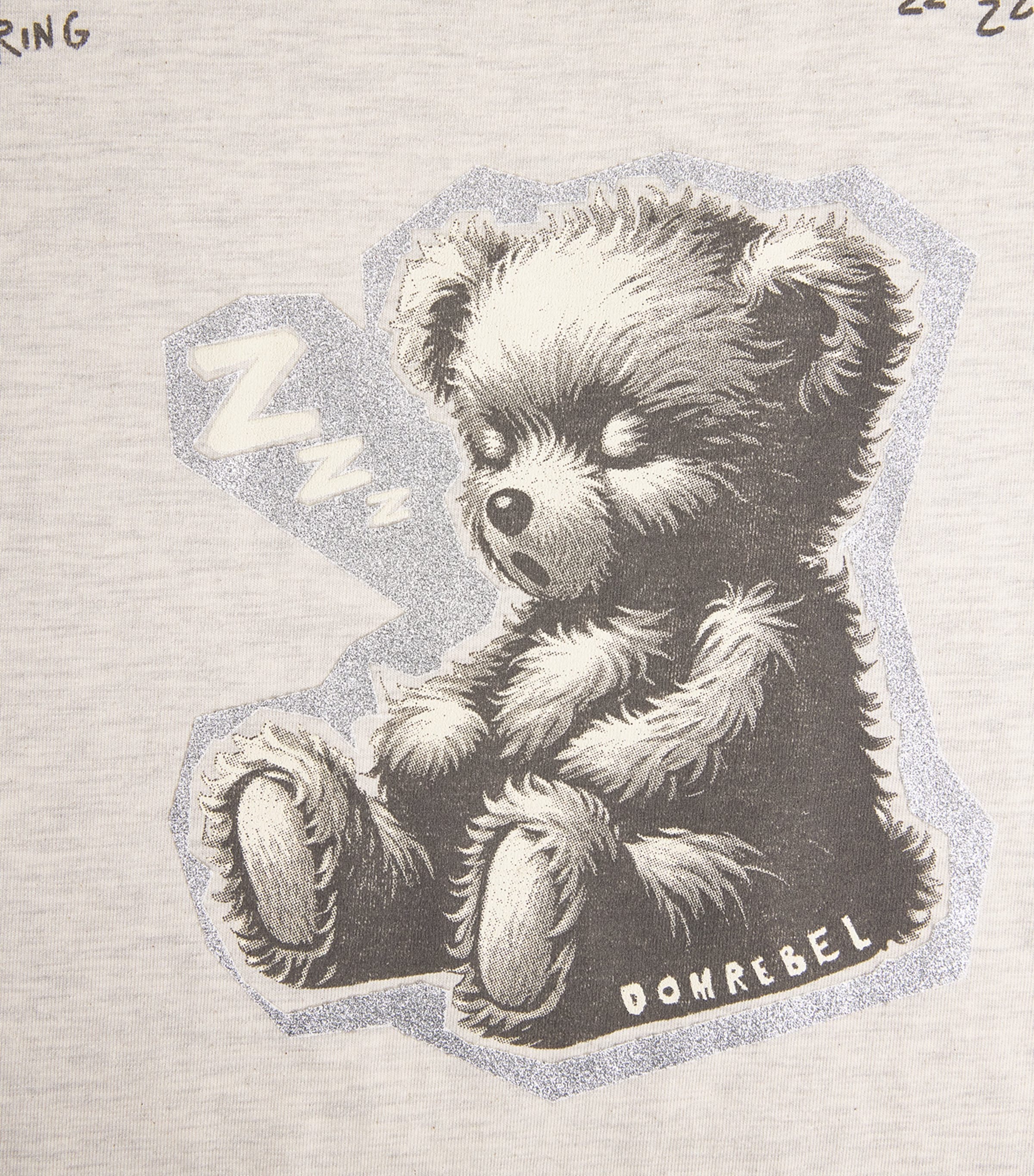 DOMREBEL Mens Cotton Sleeping Bear T-Shirt Greige Image 6
