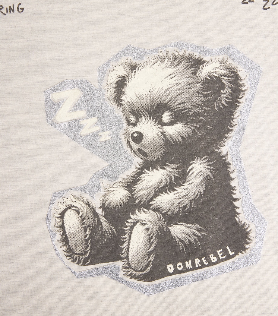 DOMREBEL Mens Cotton Sleeping Bear T-Shirt Greige Image 6