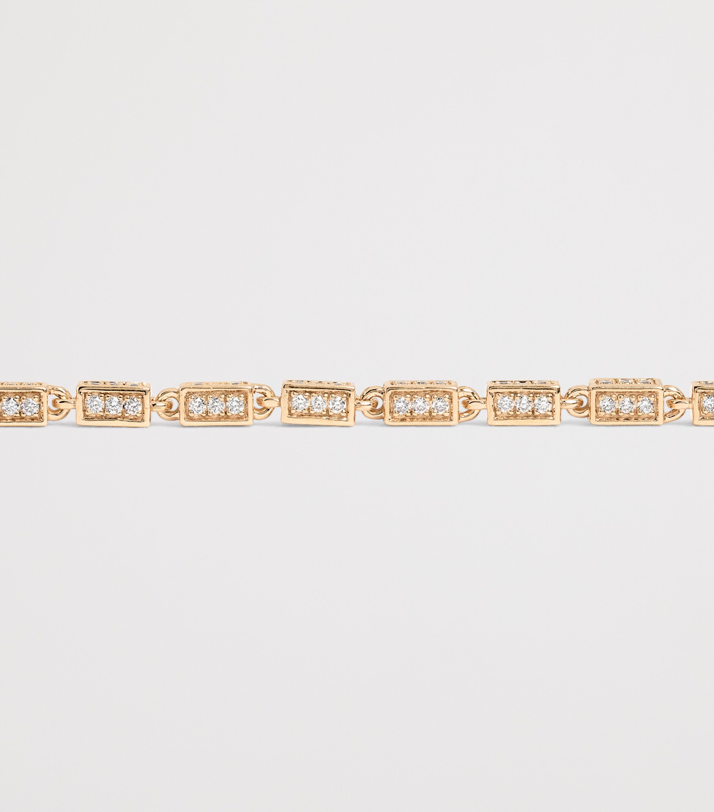 Small Rose Gold and Diamond Block-Chain Bracelet 18K RG/WD Image 6