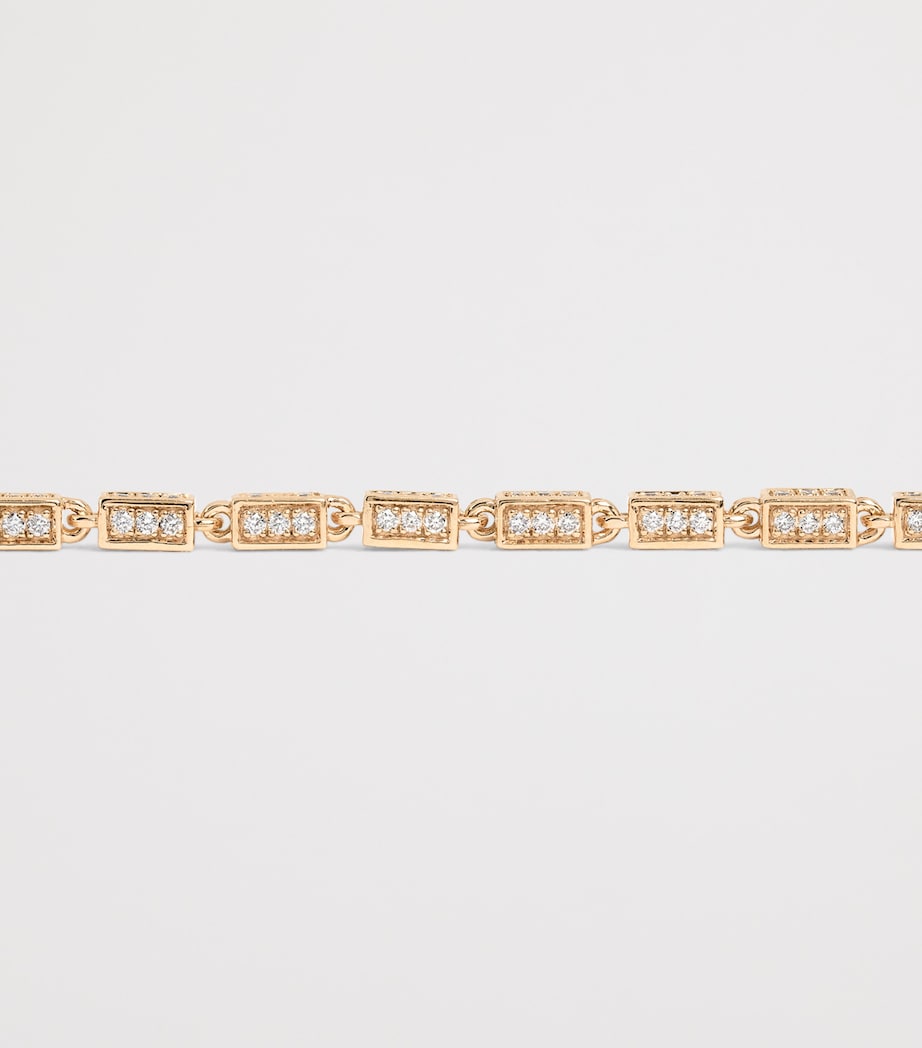 Small Rose Gold and Diamond Block-Chain Bracelet 18K RG/WD Image 6