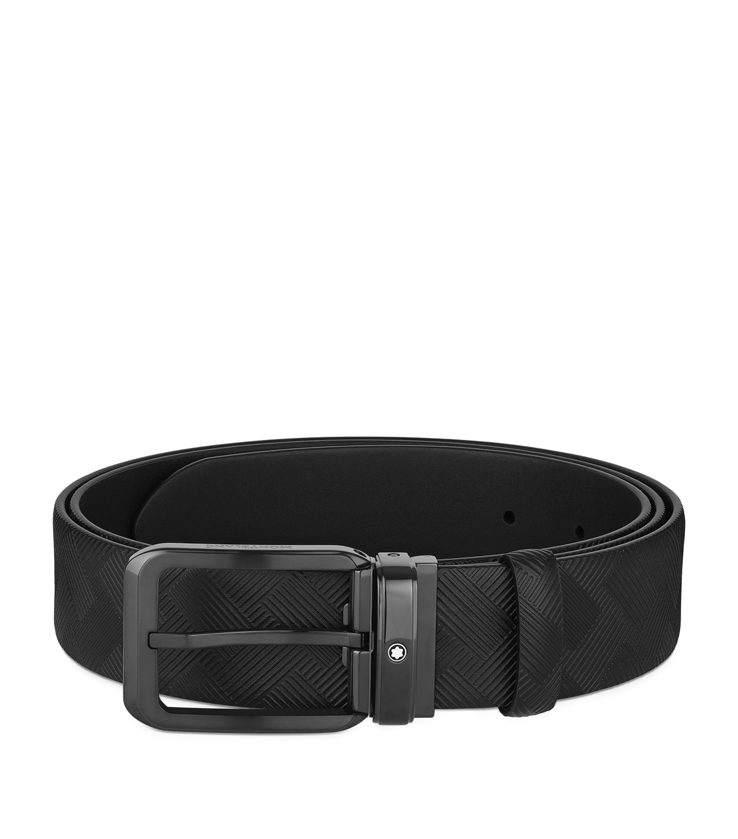 Shop Montblanc Leather Reversible Belt In Black