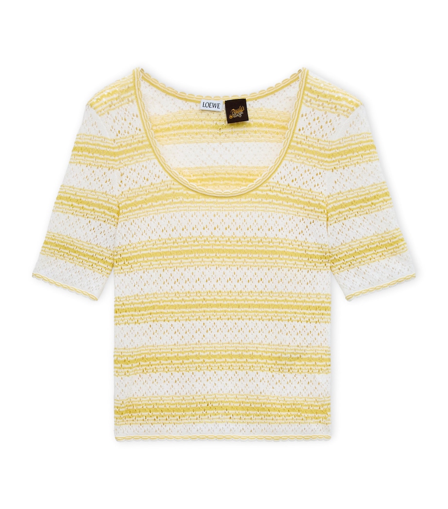 LOEWE Womens x Paula's Ibiza Stripe Short-Sleeve Sweater White/yellow Image 1
