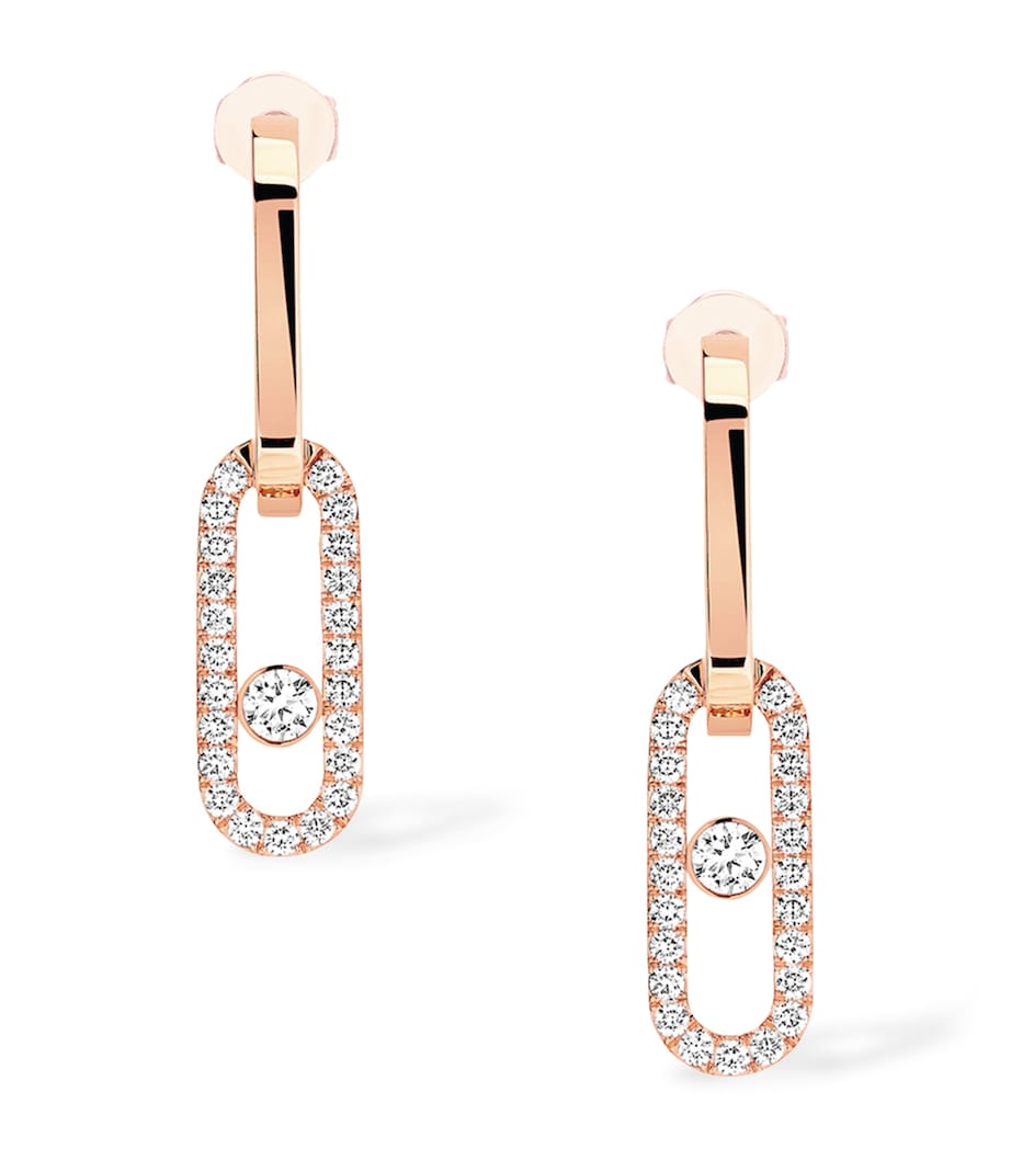 Rose Gold and Diamond Move Link Earrings PINK GOLD Image 1