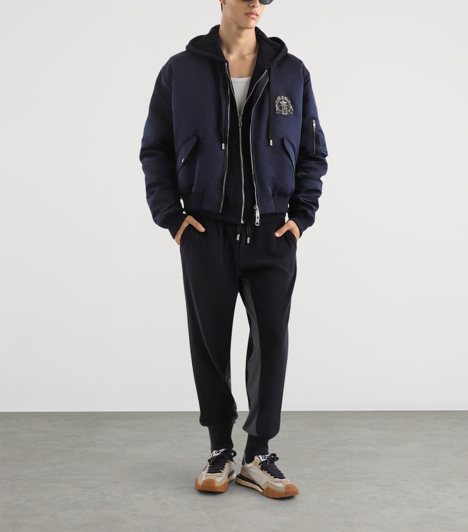Dolce&Gabbana Mens Silk Duchesse Bomber Jacket Very Dark Blue Image 2