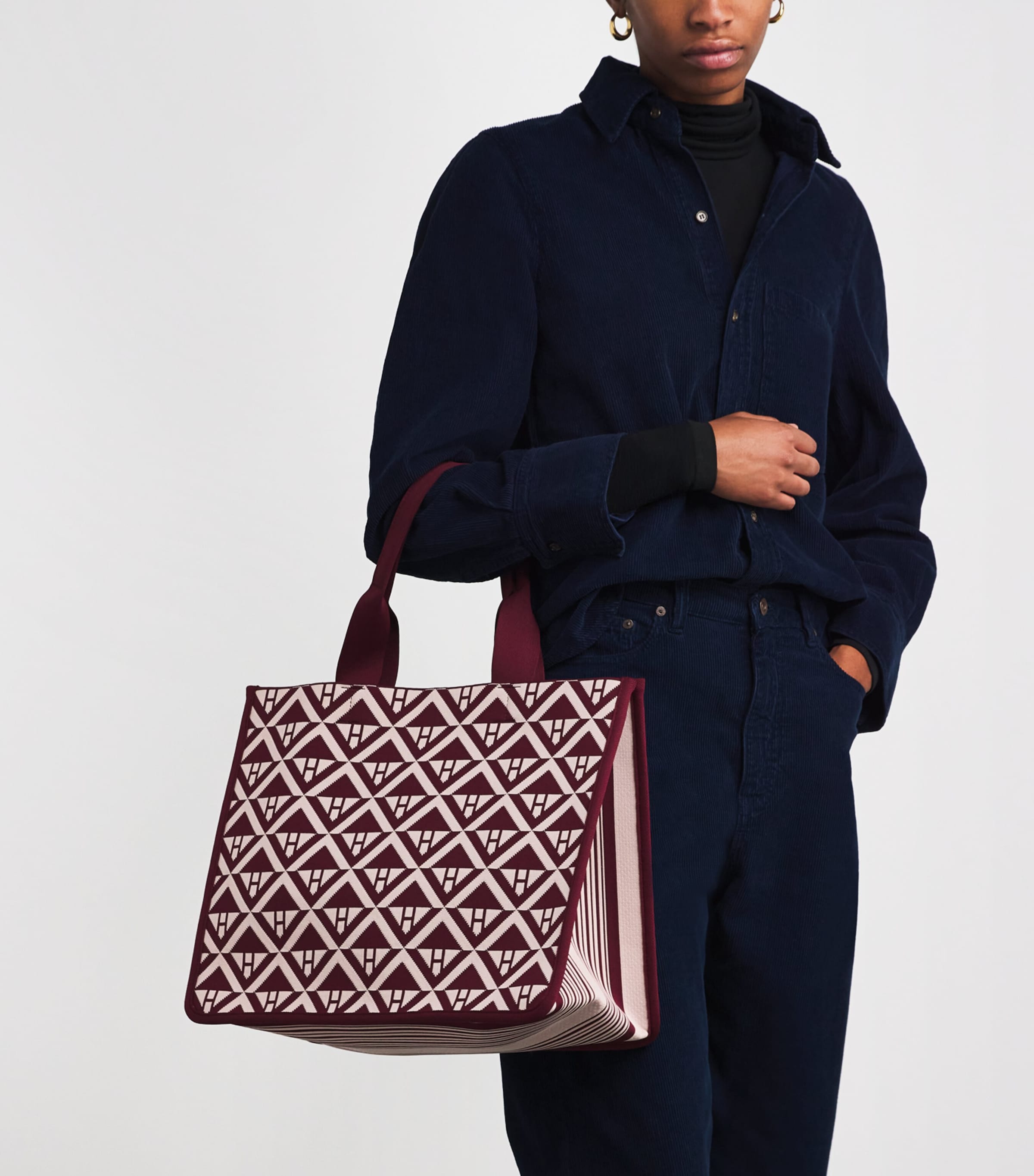 Medium Geometric Tote Bag BURGANDY Image 4