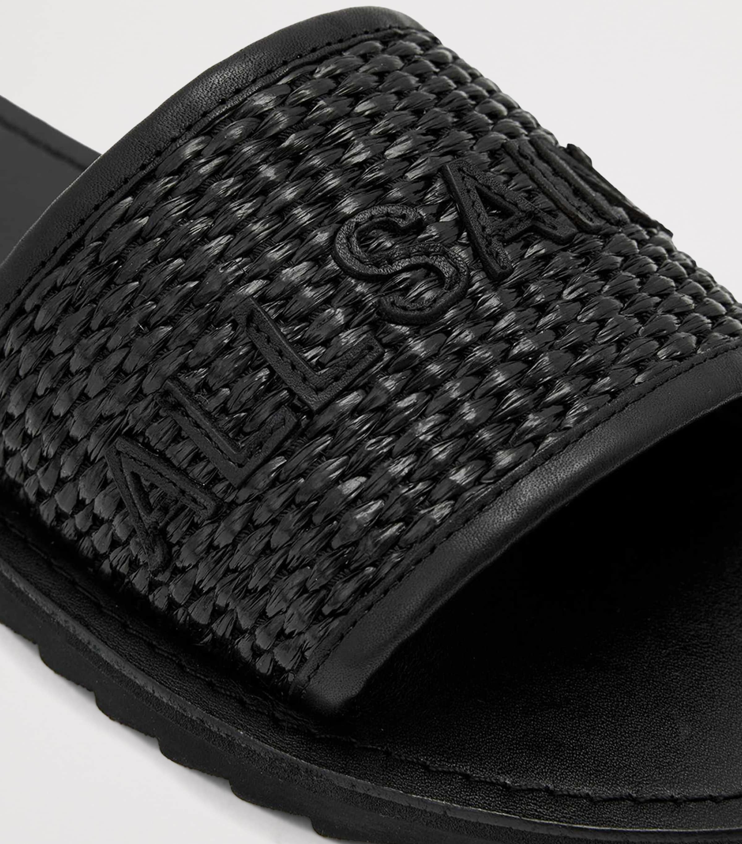 AllSaints Raffia Hoxton Sliders Black/black Image 6