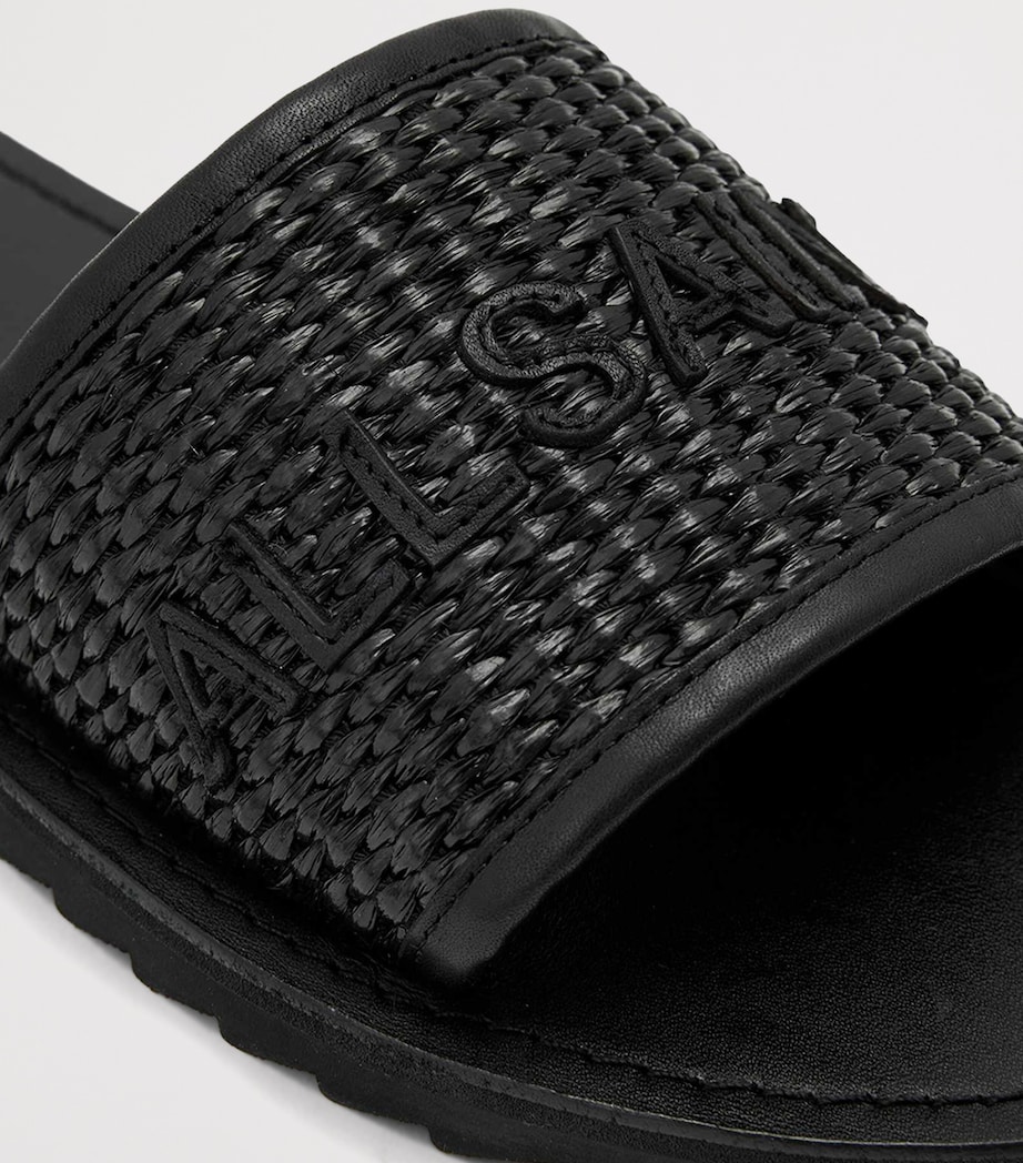 AllSaints Raffia Hoxton Sliders Black/black Image 6
