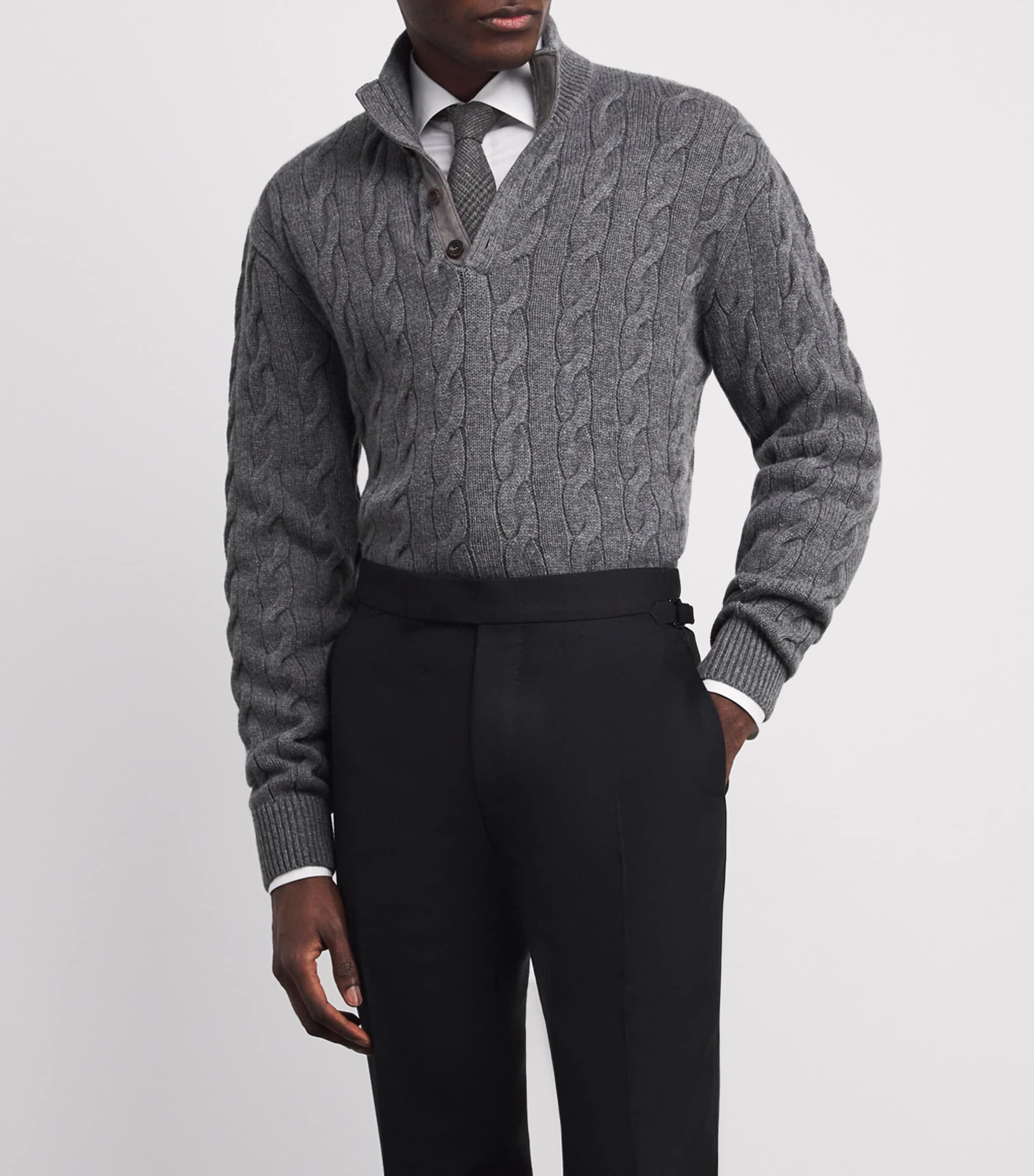 Cashmere-Silk Check Tie MED GRY MU Image 2