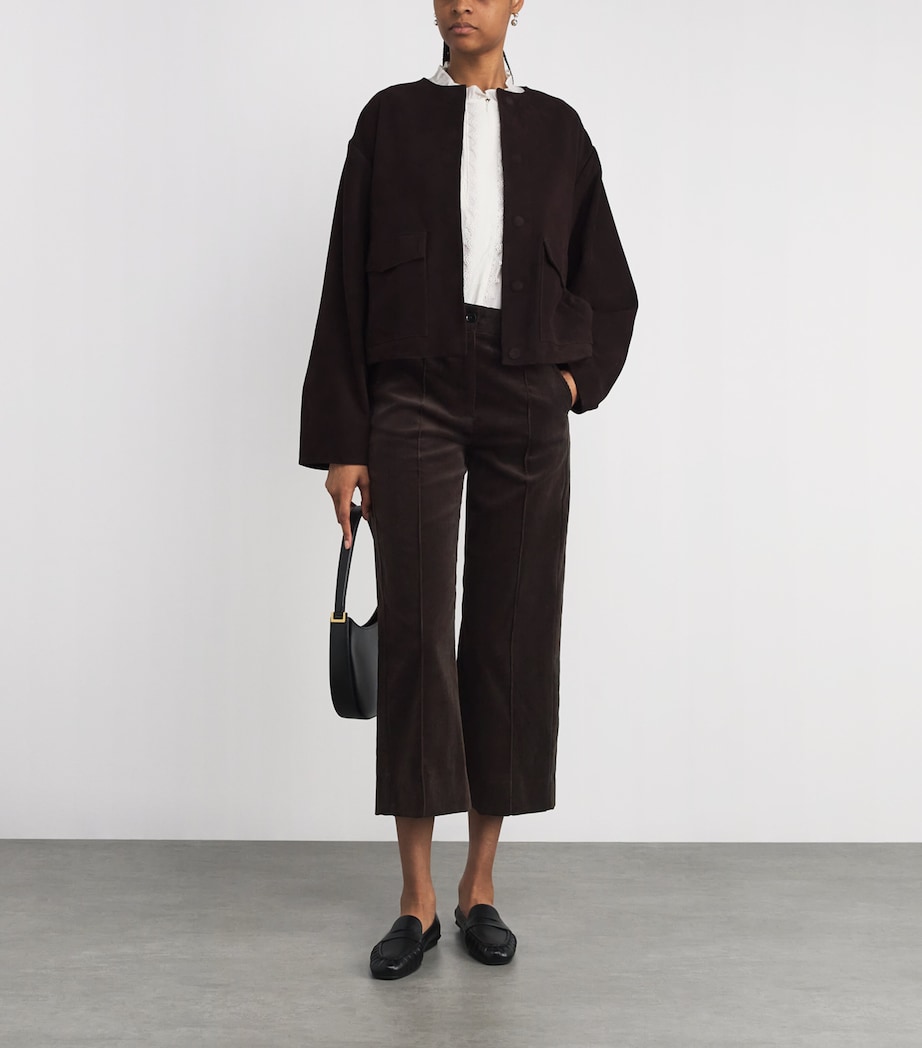 Cotton Corduroy Straight Cropped Trousers GANACHE BROWN Image 2
