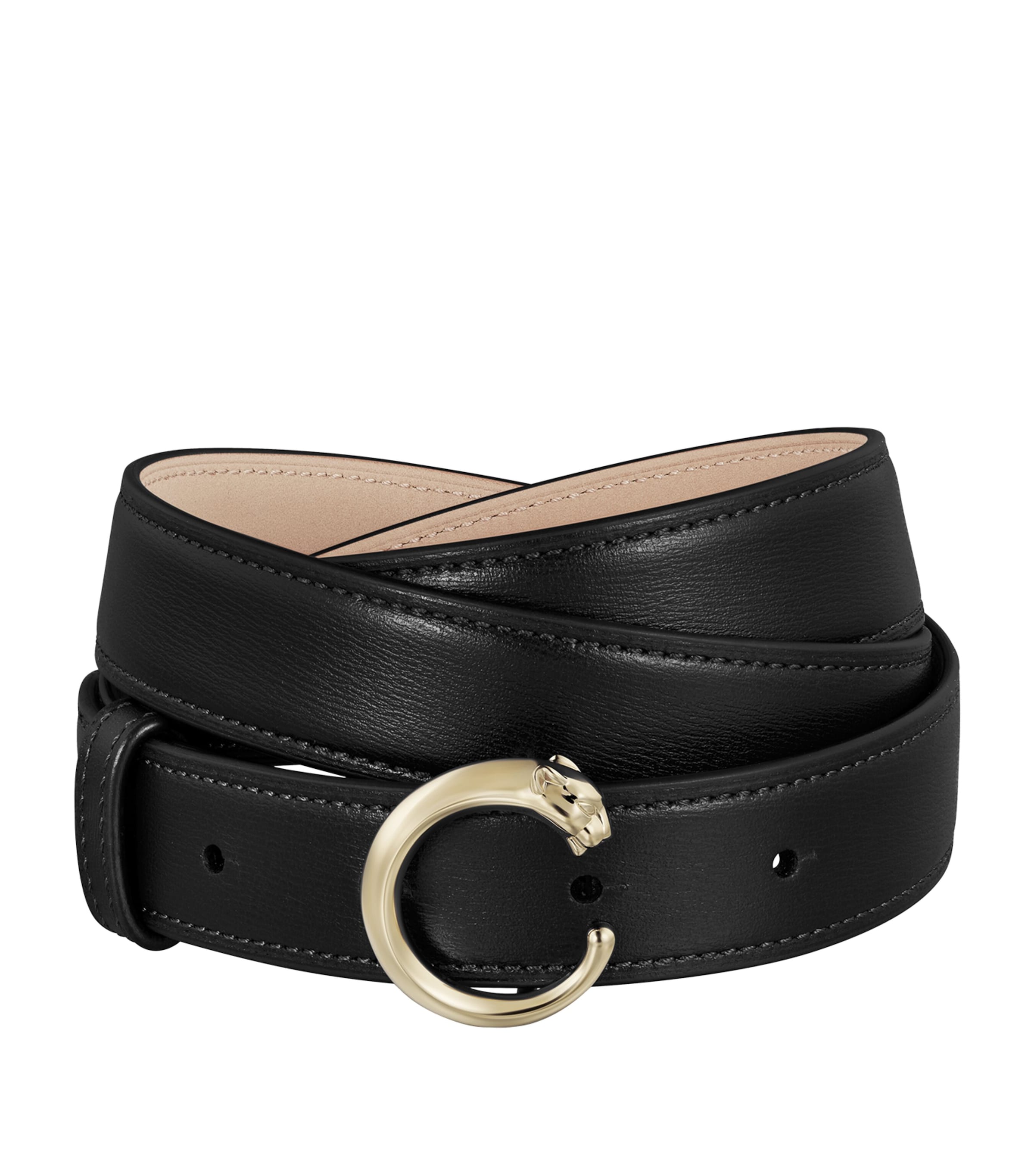 Cartier Black Leather Panthère de Cartier Belt (75cm