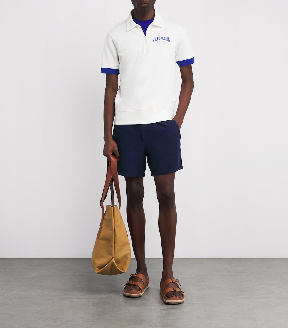Cotton Zipped Polo Shirt 003-OFF-WHITE Image 2