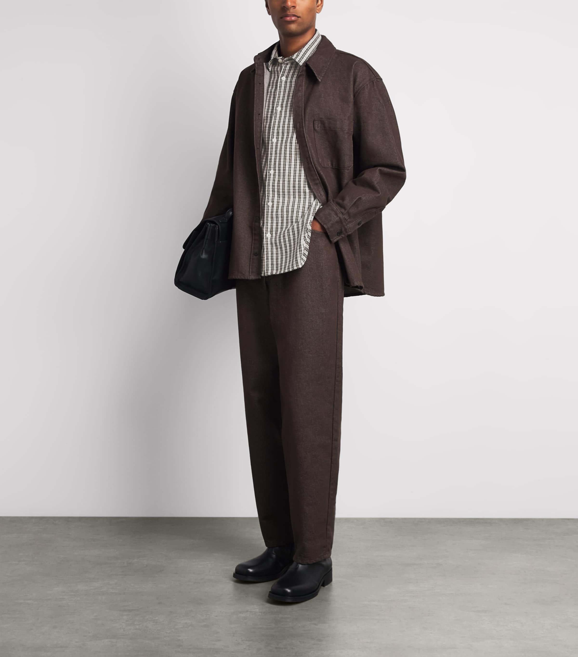 Samsøe Samsøe Mens Organic Cotton Check Saryan Shirt Brown Ch. Image 2