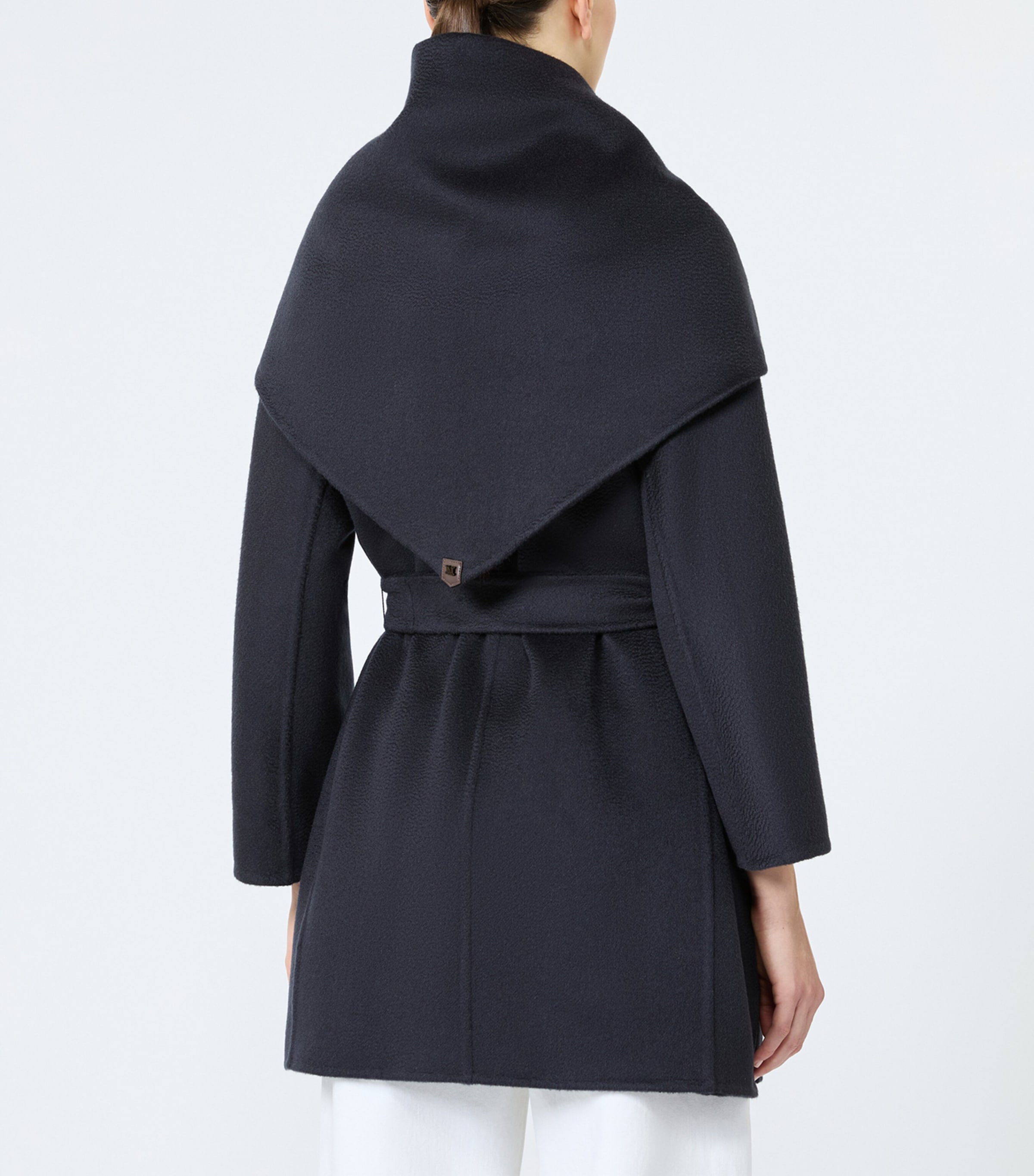Max Mara Womens Cashmere Short Wrap Coat with Scarf Ultramarine Image 5