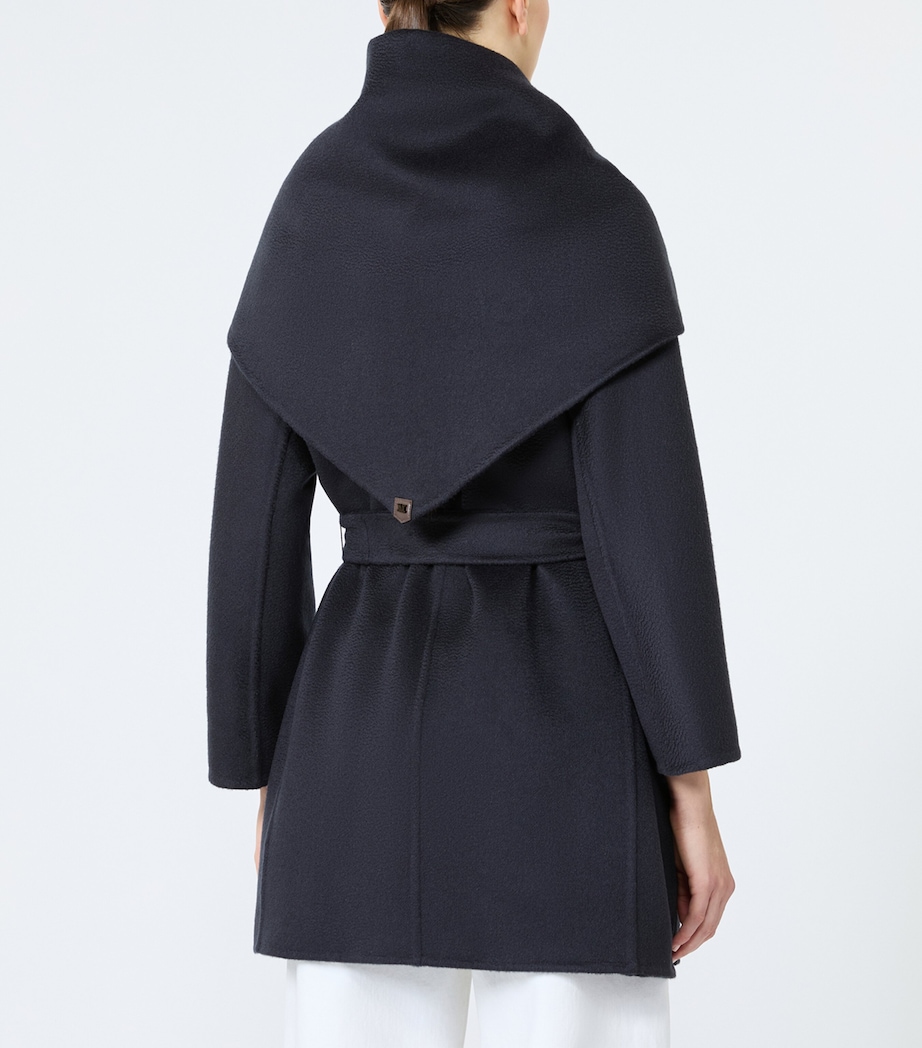 Max Mara Womens Cashmere Short Wrap Coat with Scarf Ultramarine Image 5