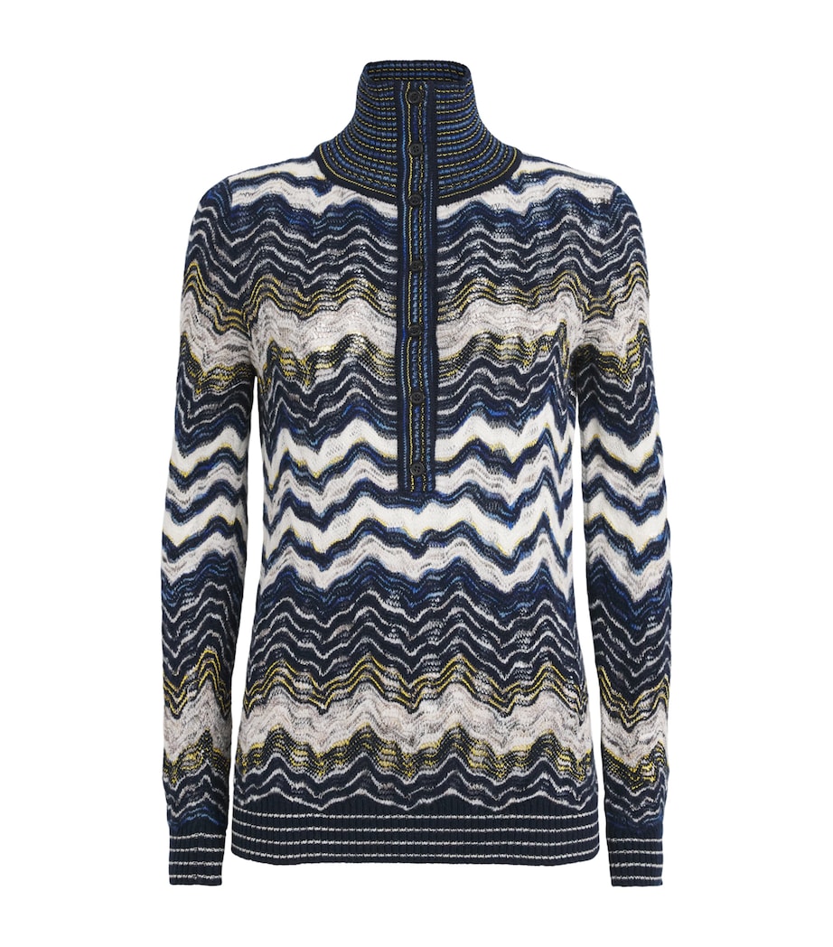 Missoni Womens Wool-Blend Jacquard Sweater Bl Bs W/ Yl,wt Image 1