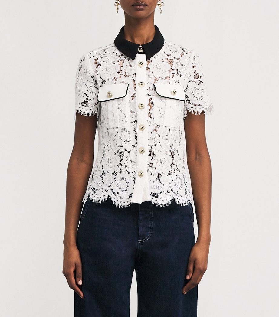 Lace Contrast-Collar Shirt WHITE Image 3