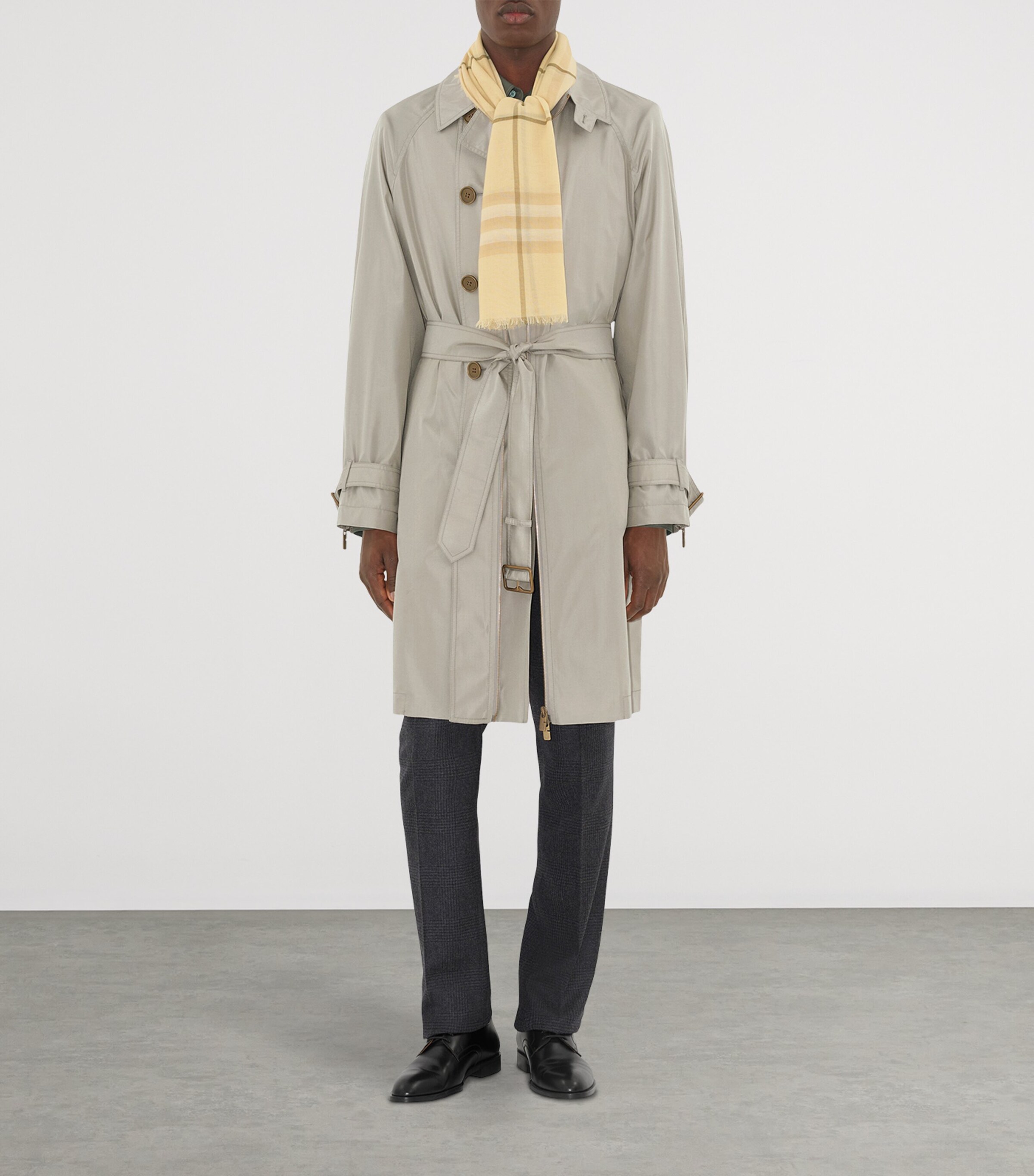 Burberry Wool Wide Check Scarf Buff Yellow Image 5