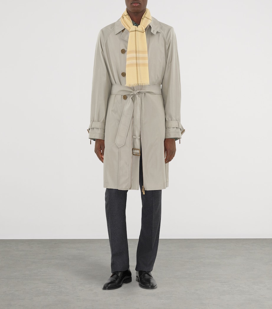 Wool Wide Check Scarf BUFF YELLOW Image 5