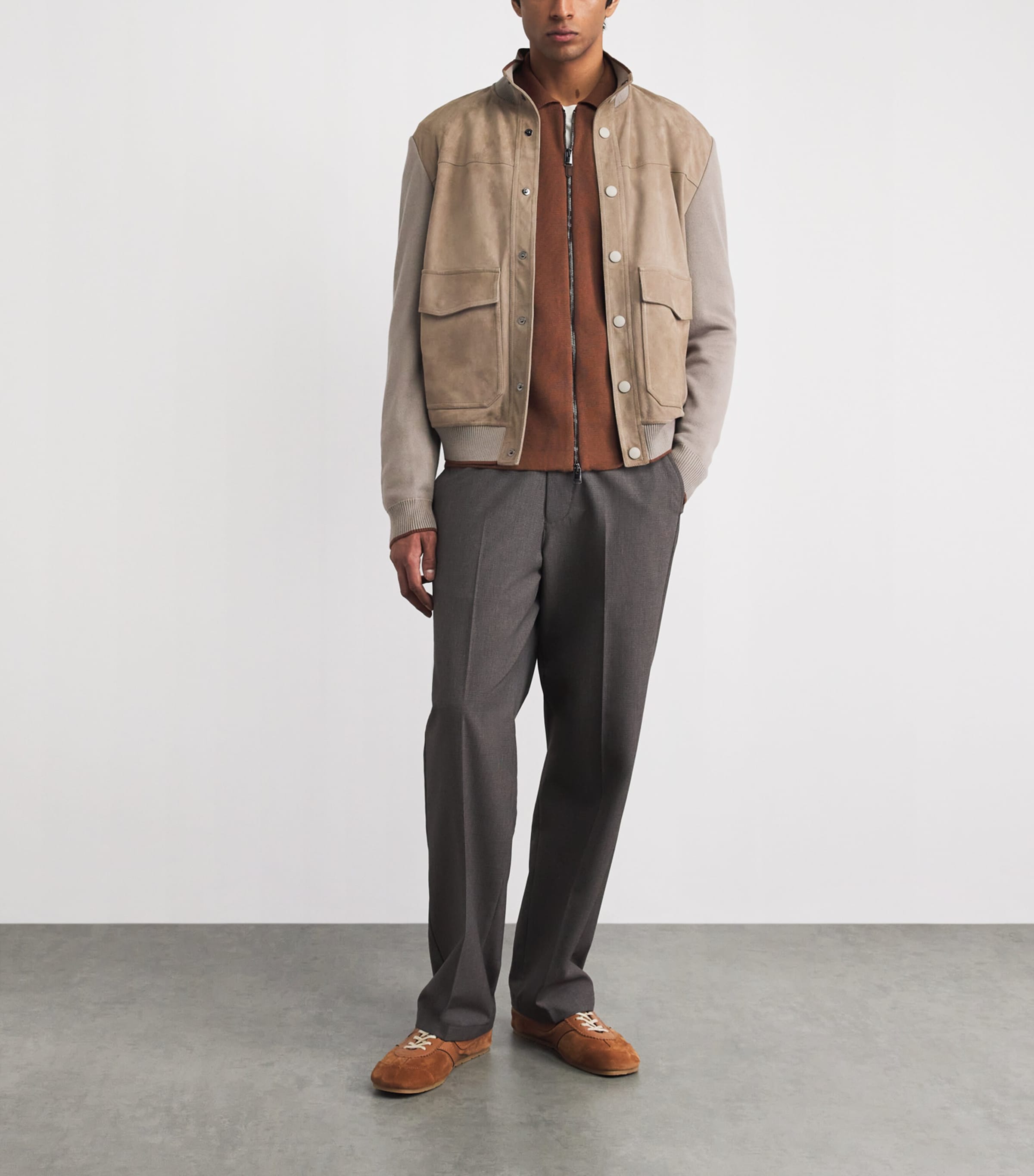 Canali Mens Cotton-Blend Zip-Up Cardigan Image 2
